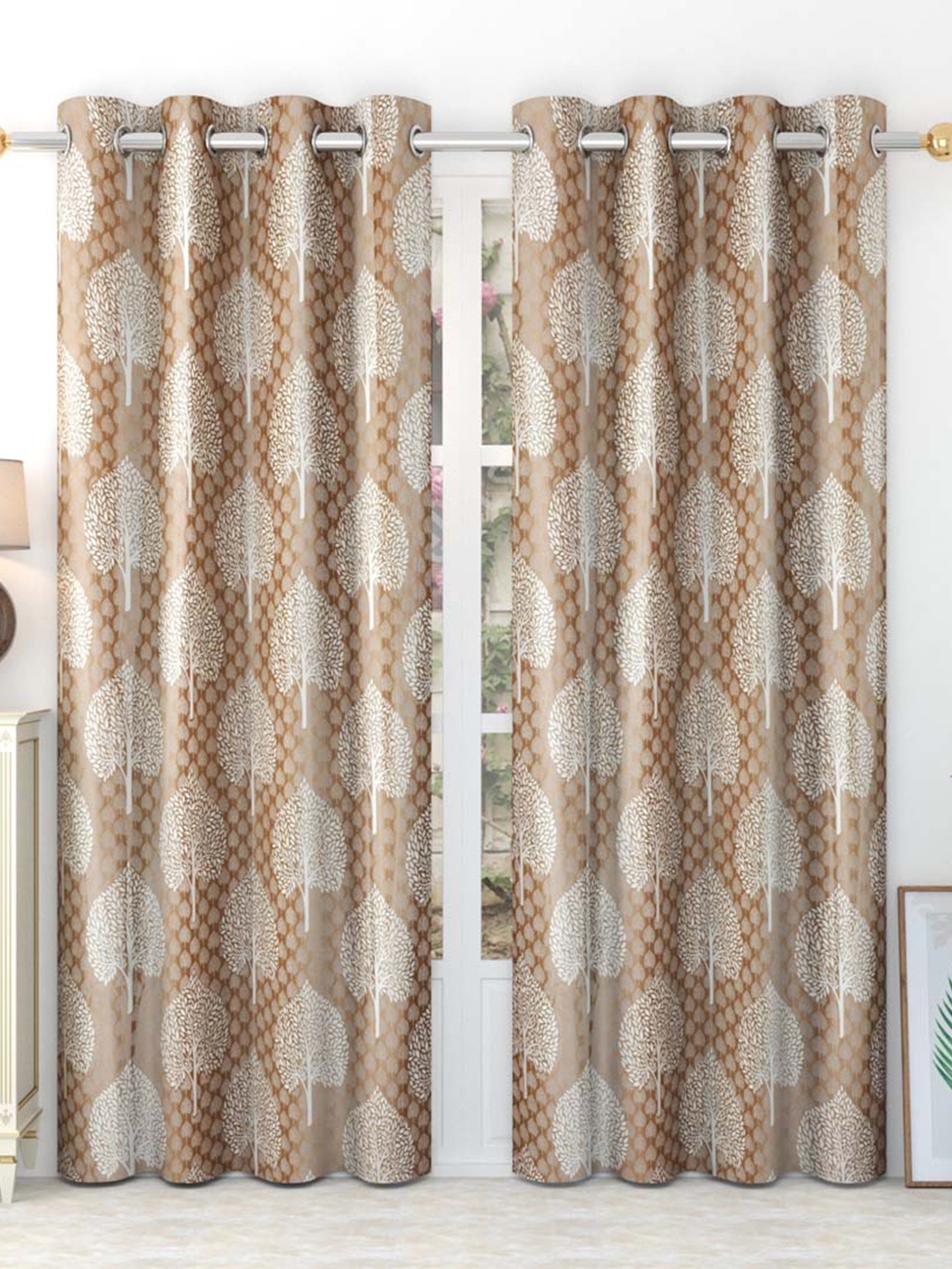 

Slushy Mushy Brown & White Set of 2 Ethnic Motifs Door Curtain