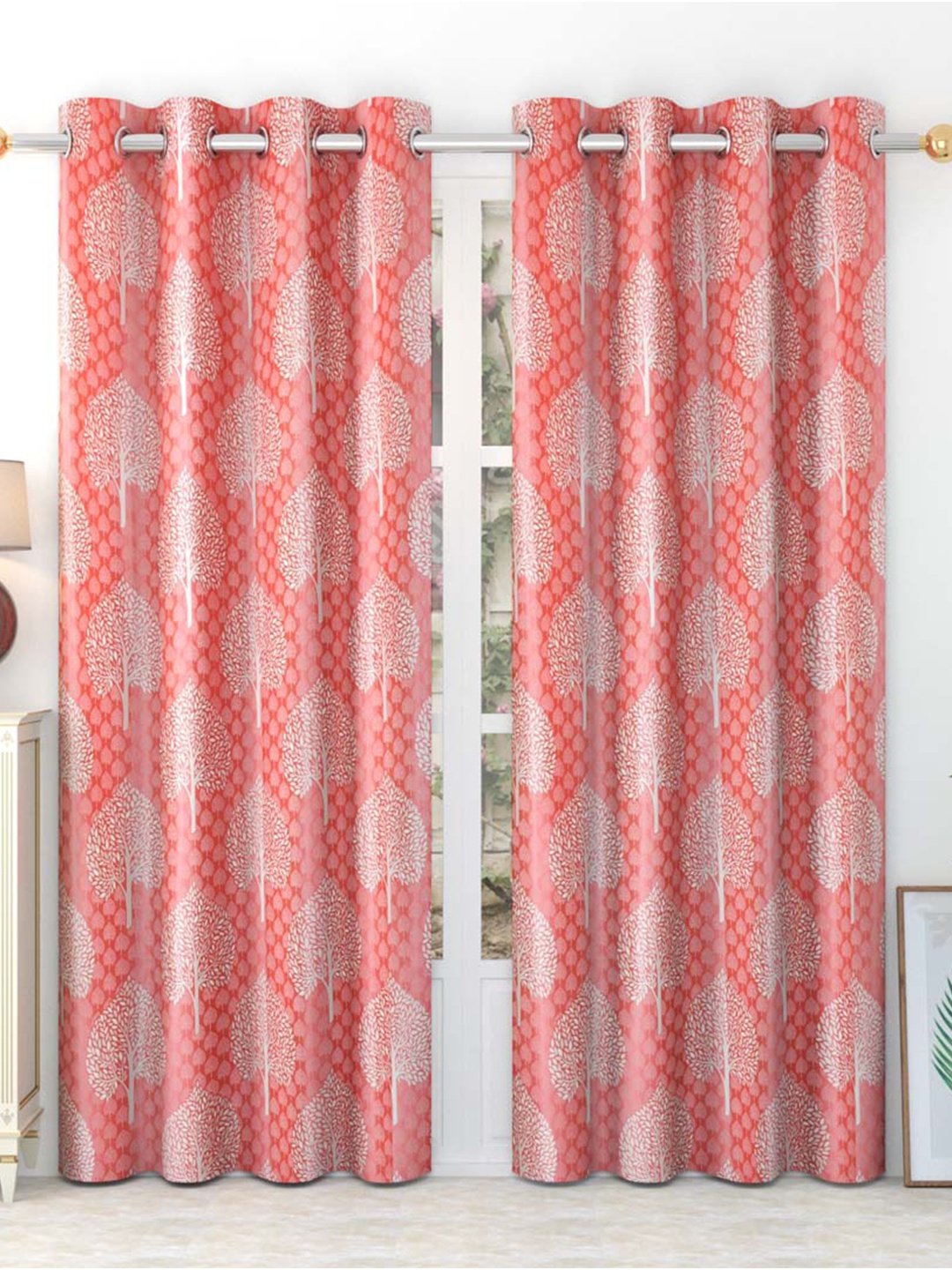 

Slushy Mushy Orange & White Set of 2 Floral Door Curtain