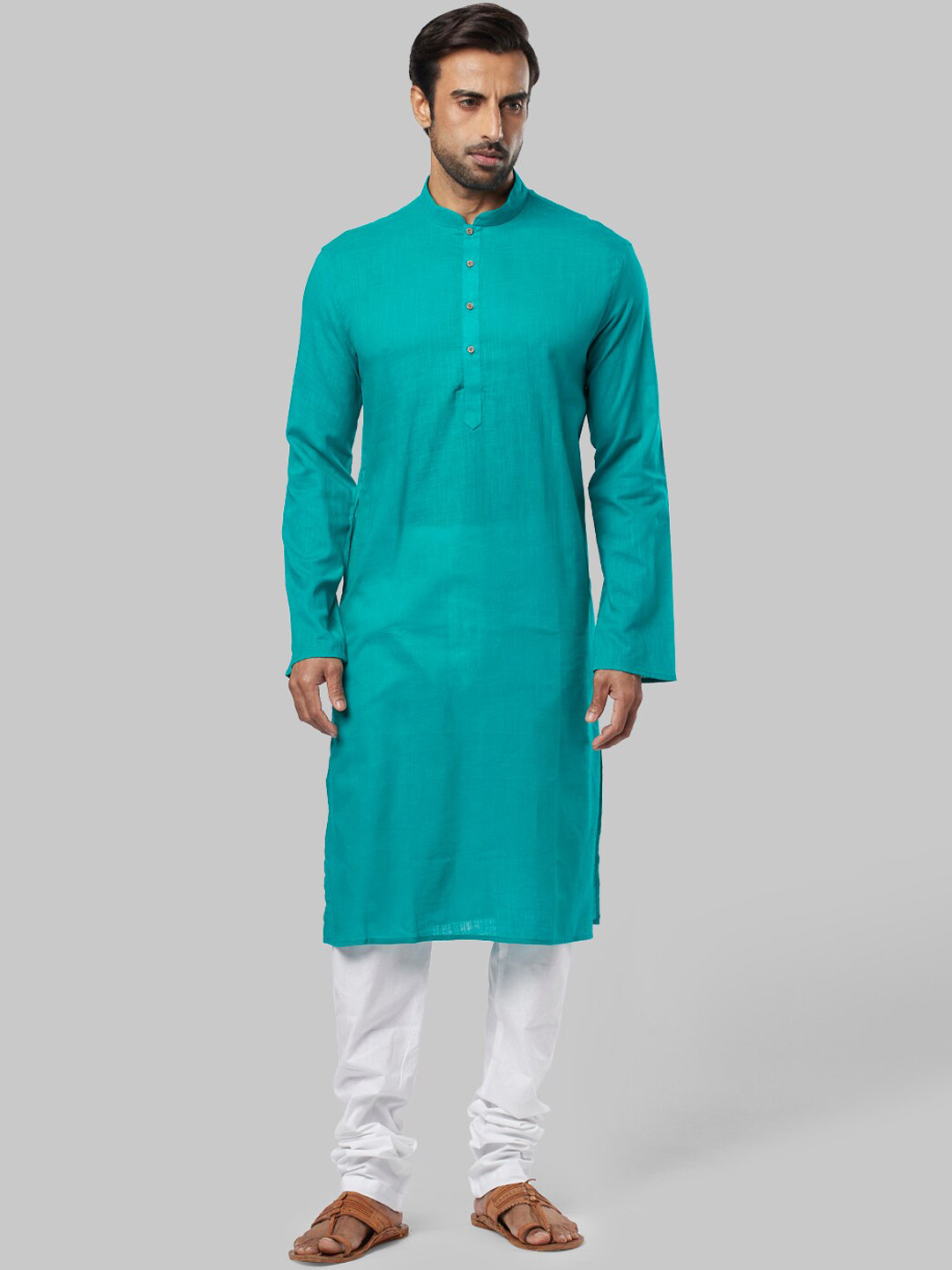 

Ethnix by Raymond Men Teal Green Cotton Kurta with Pyjamas