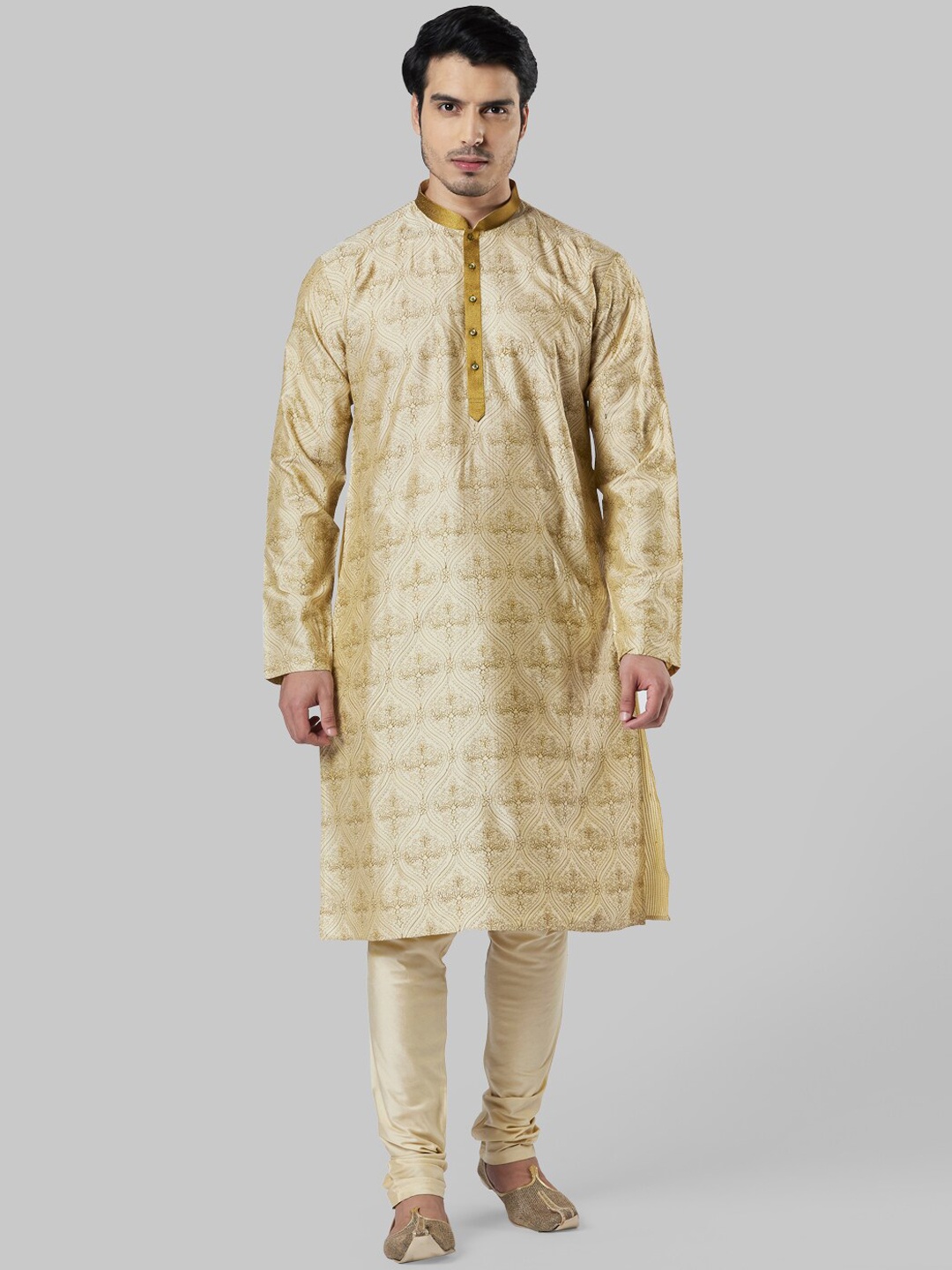 

Ethnix by Raymond Men Beige Empire Kurti with Pyjamas