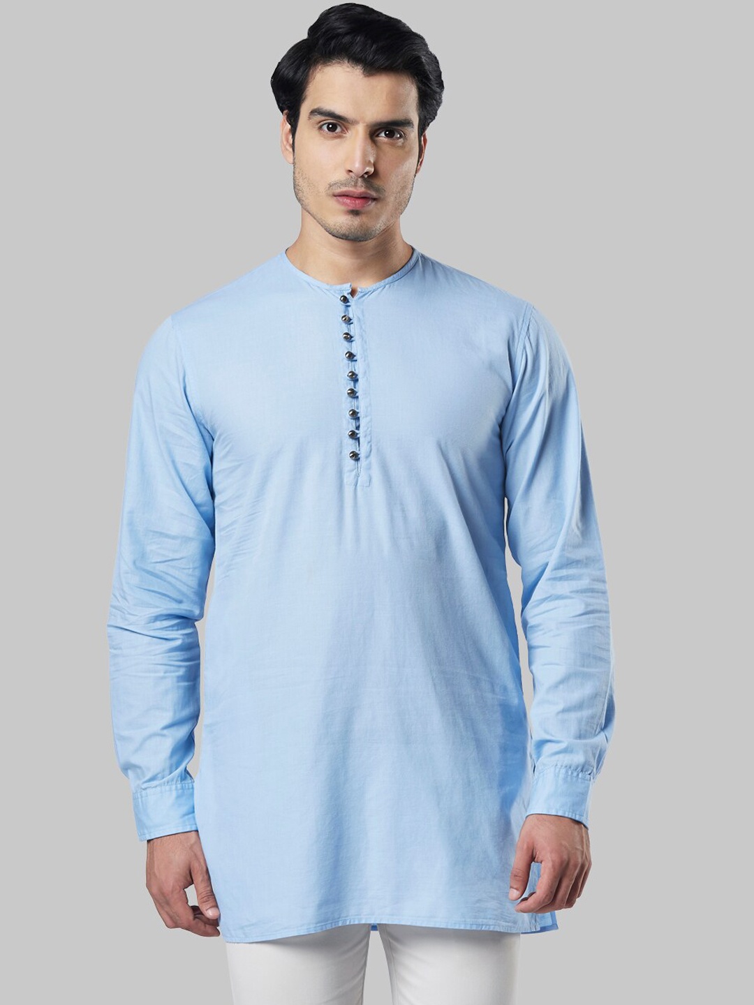 

Ethnix by Raymond Men Blue Solid Thread Work Long Sleeves Kurta