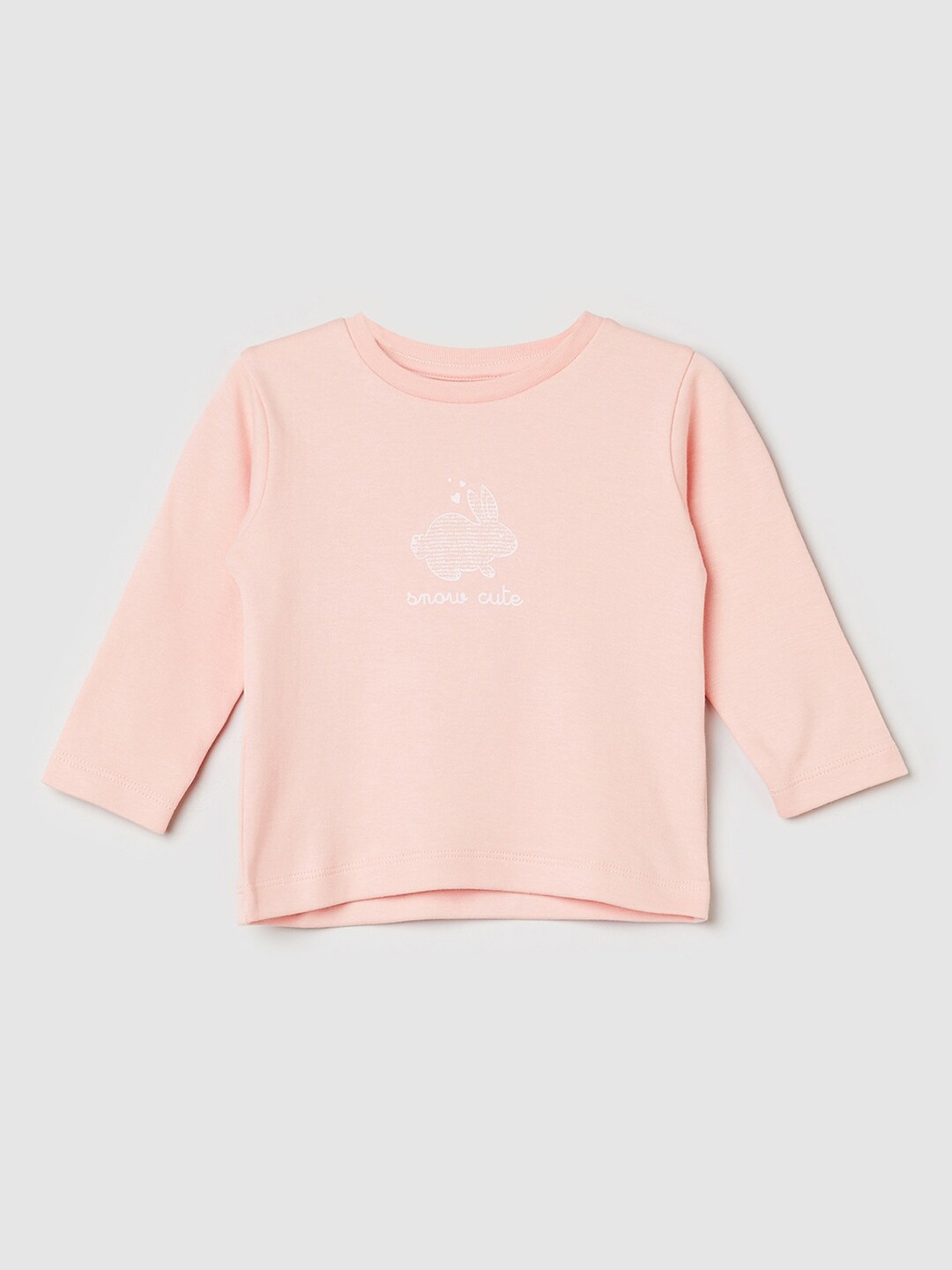 

max Girls Peach-Coloured & White Printed T-shirt with Pyjamas