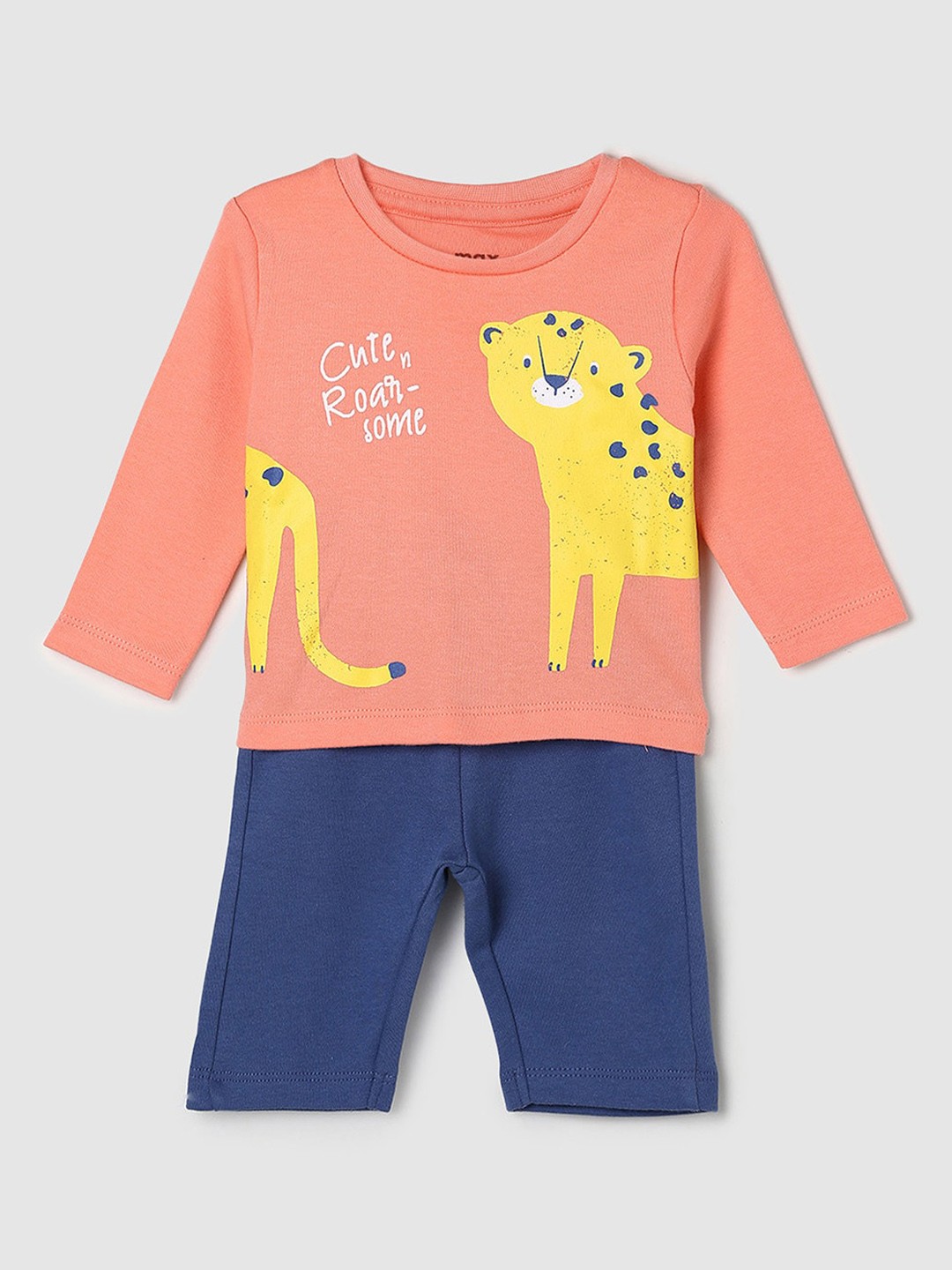 

Max Boys Coral & Blue Printed Pure Cotton Night suit