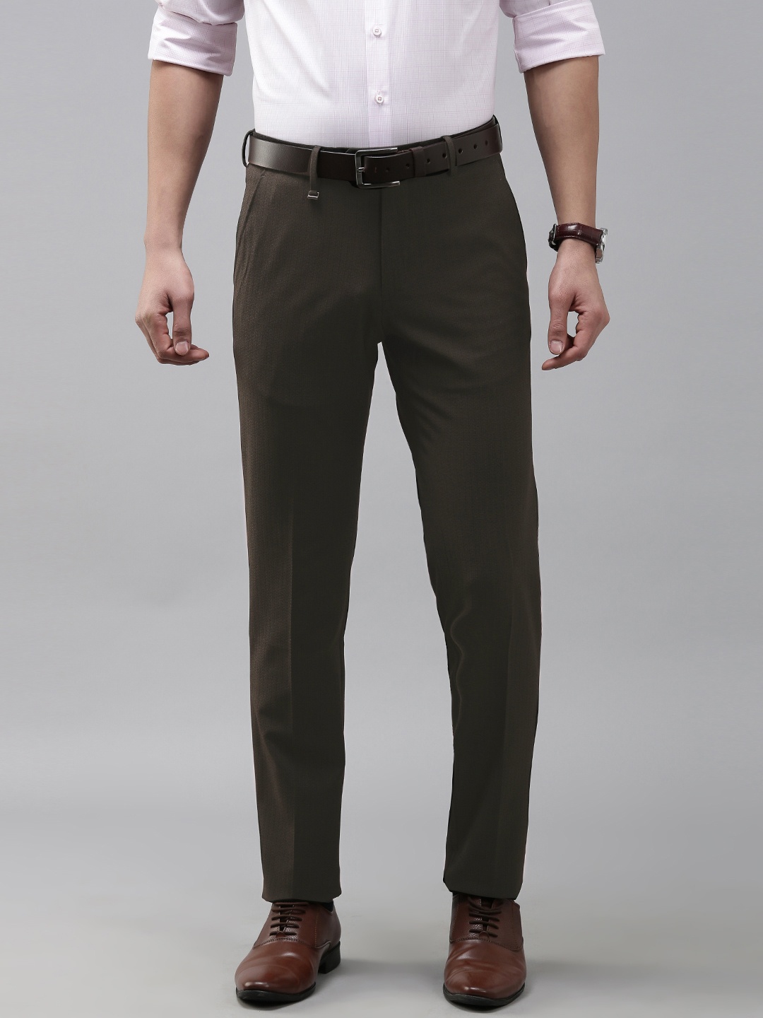 

Van Heusen Men Slim Fit Formal Trousers, Olive
