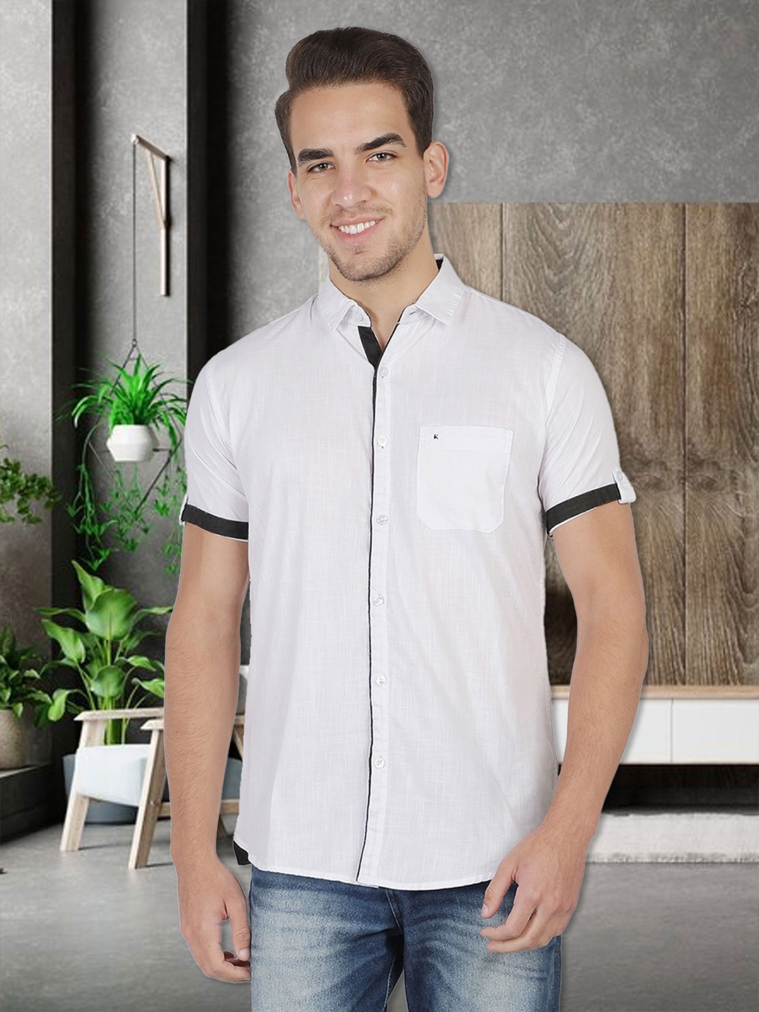 

Kuons Avenue Men White Smart Slim Fit Casual Shirt