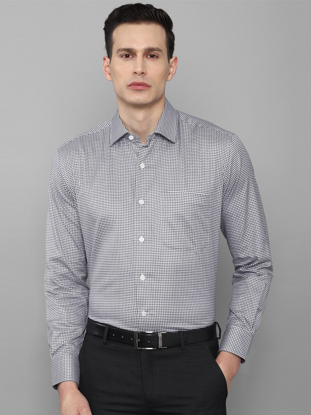 

Luxure by Louis Philippe Men Grey Micro Checks Cotton Formal Shirt
