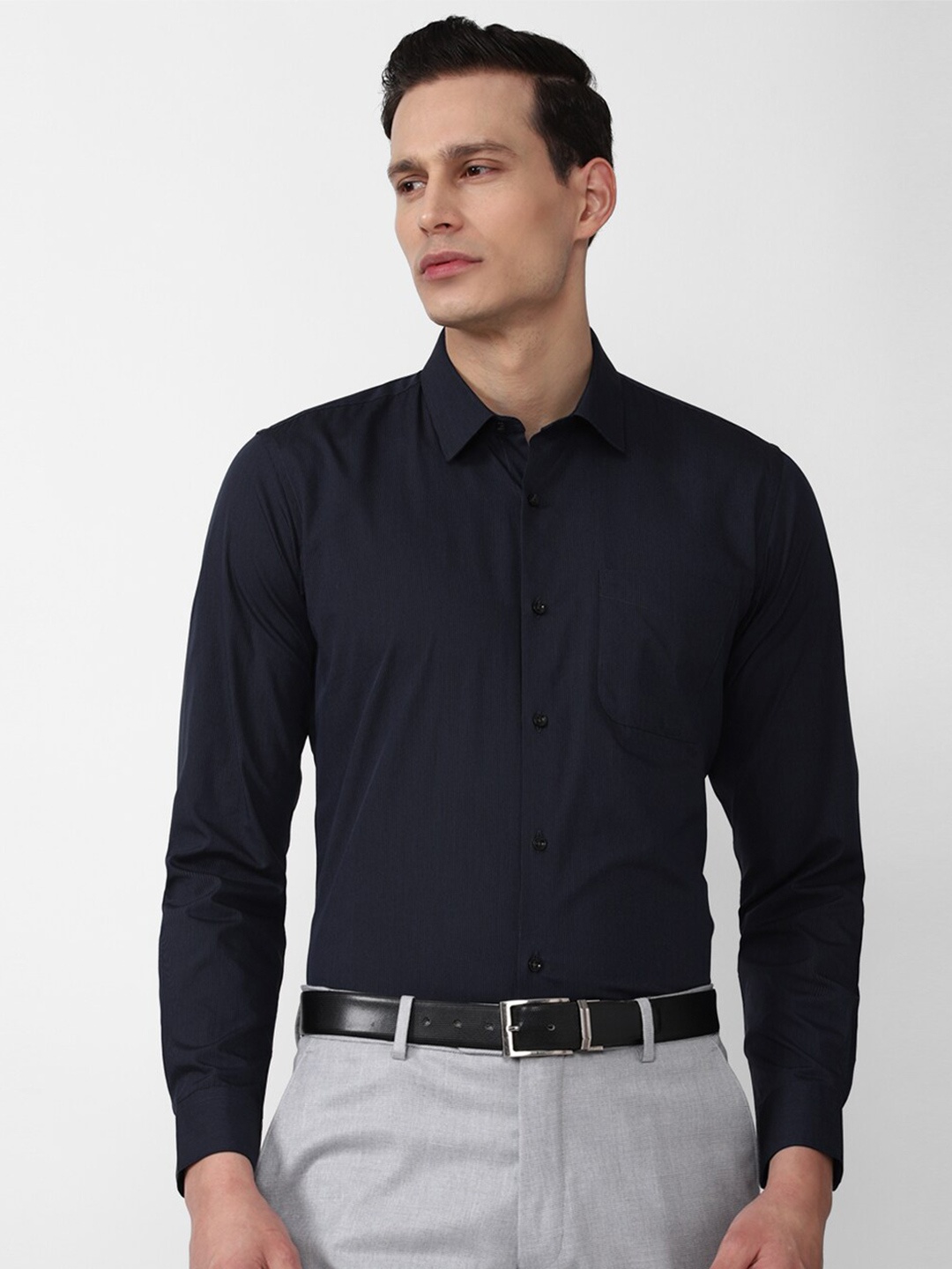 

Peter England Men Navy Blue Cotton Slim Fit Formal Shirt