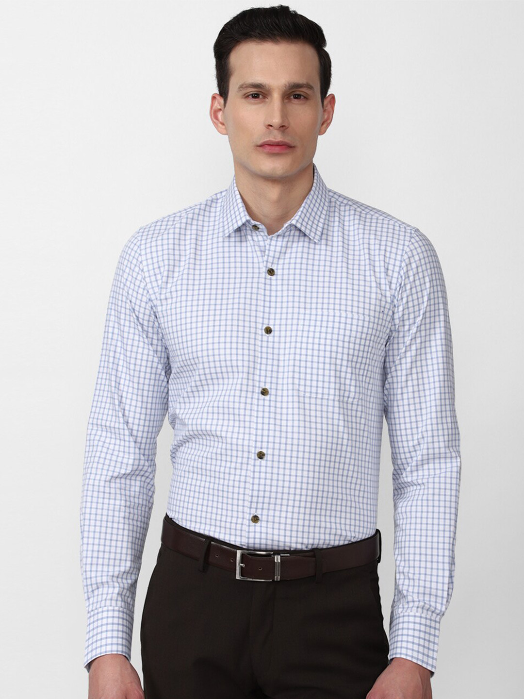 

Peter England Men Blue Slim Fit Checked Formal Shirt