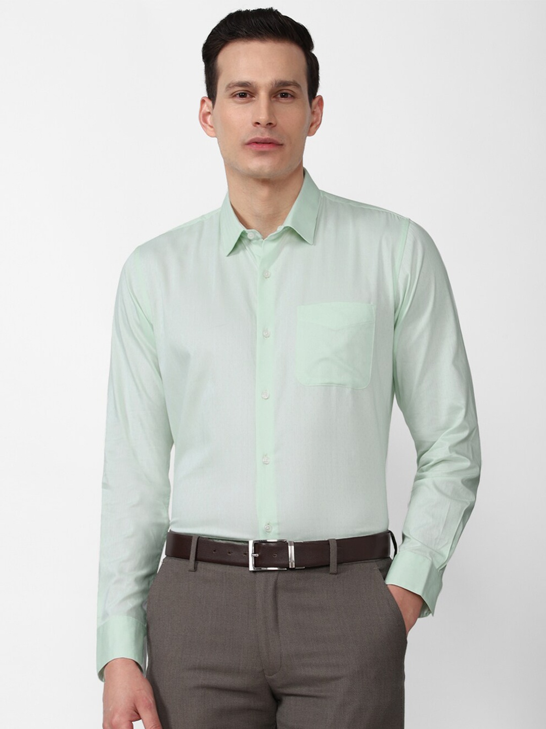 

Peter England Men Green Slim Fit Formal Shirt