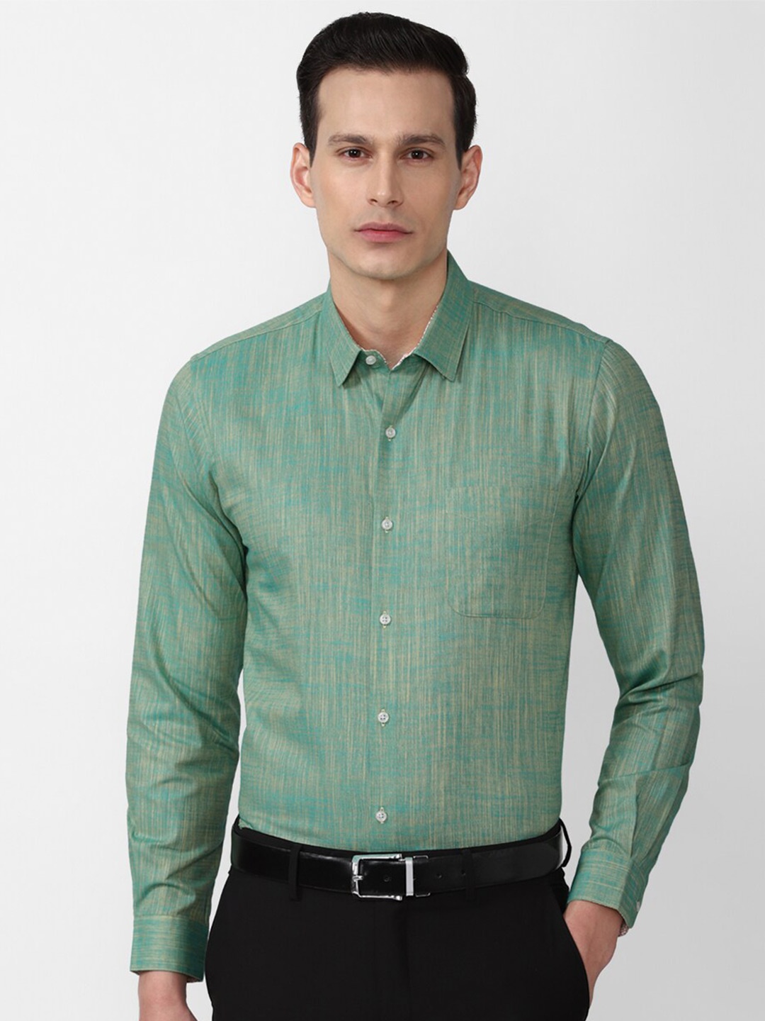 

Peter England Men Green Slim Fit Formal Long Sleeves Shirt