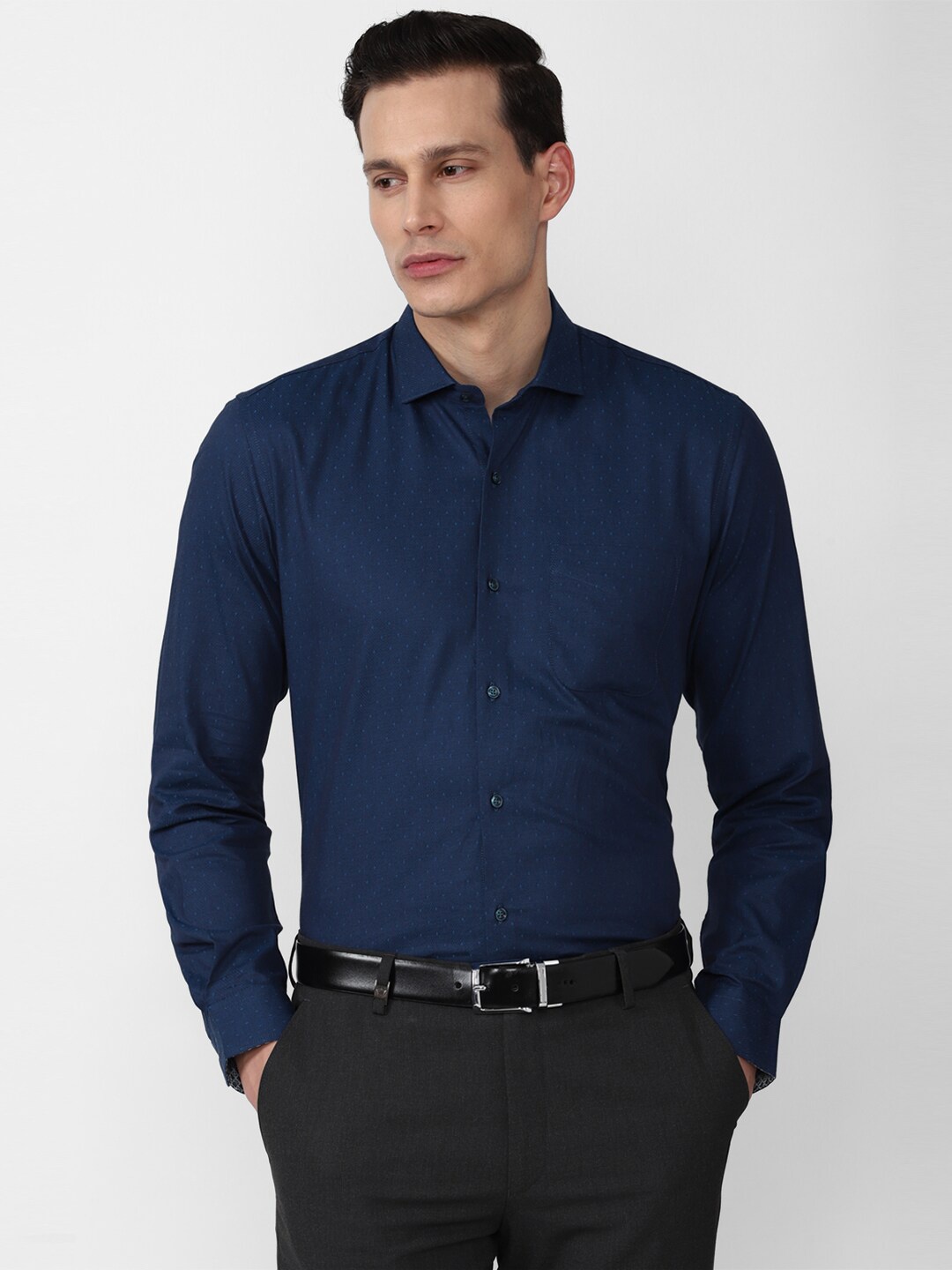 

Peter England Men Navy Blue Slim Fit Formal Shirt