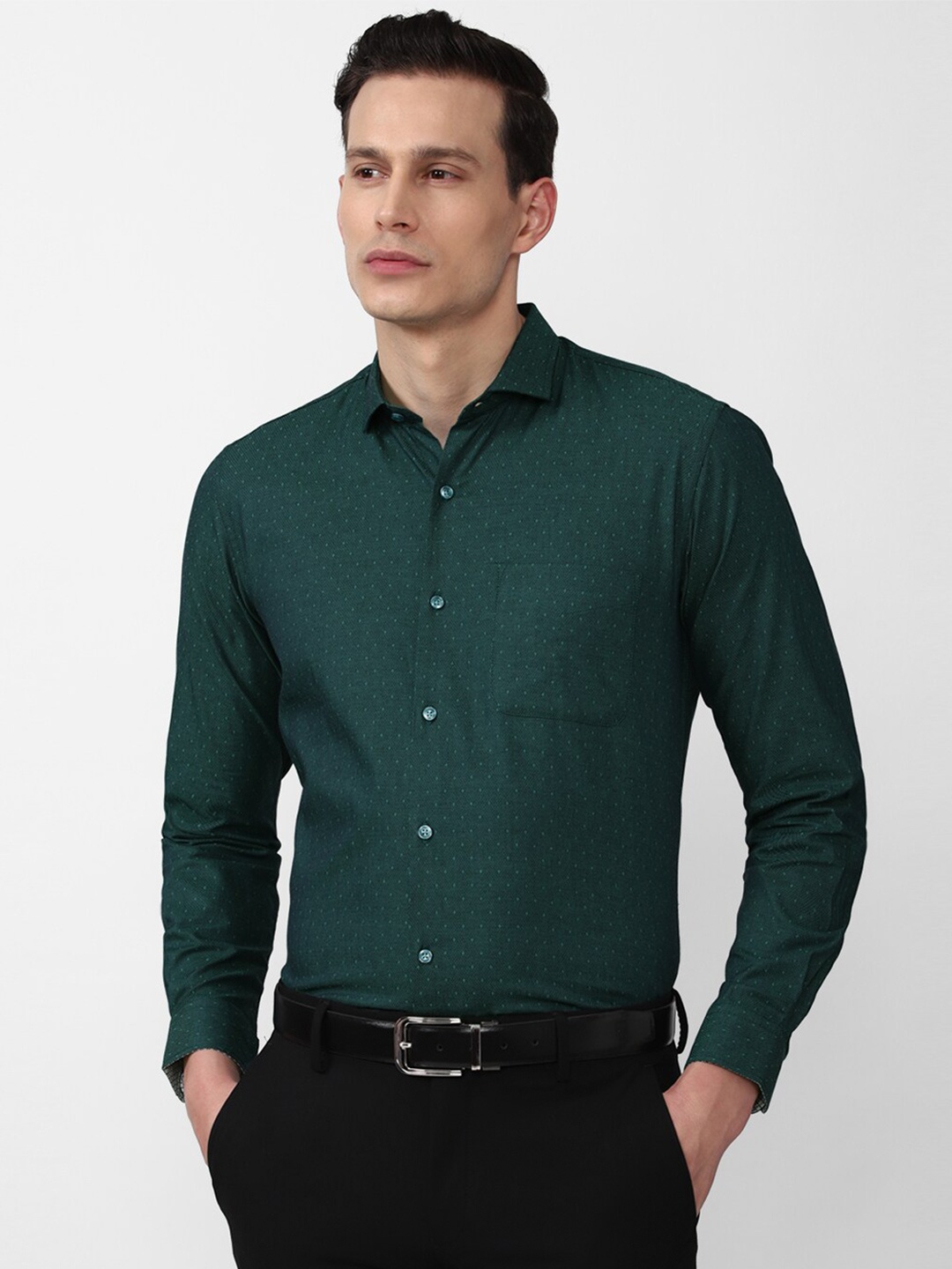 

Peter England Men Green Formal Shirt