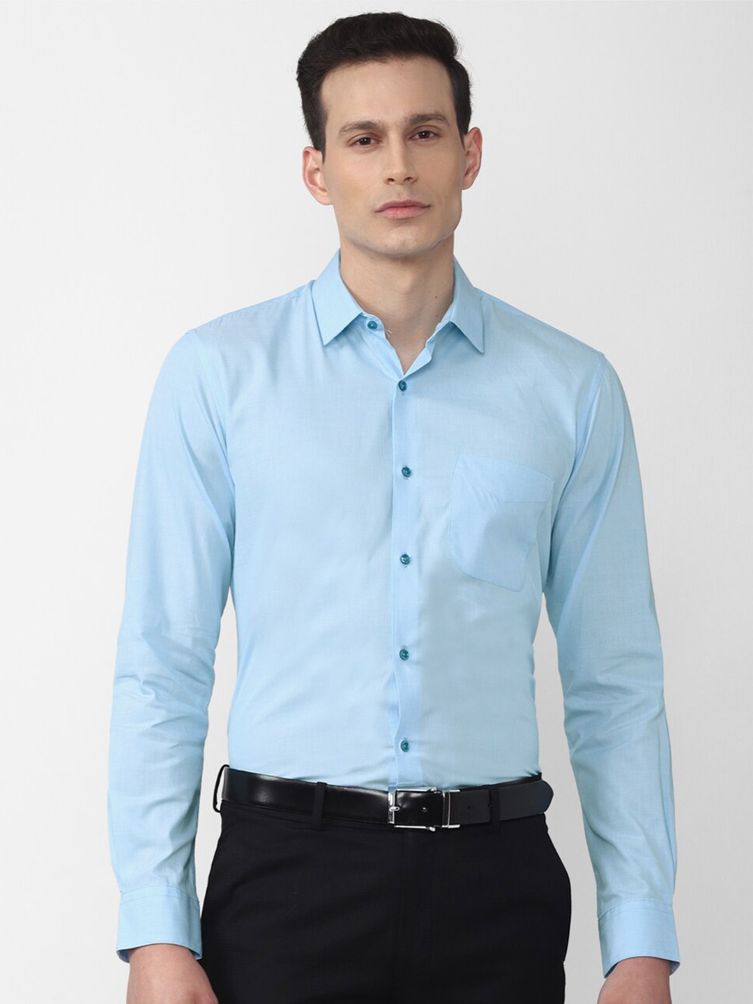 

Peter England Men Blue Pure Cotton Formal Shirt