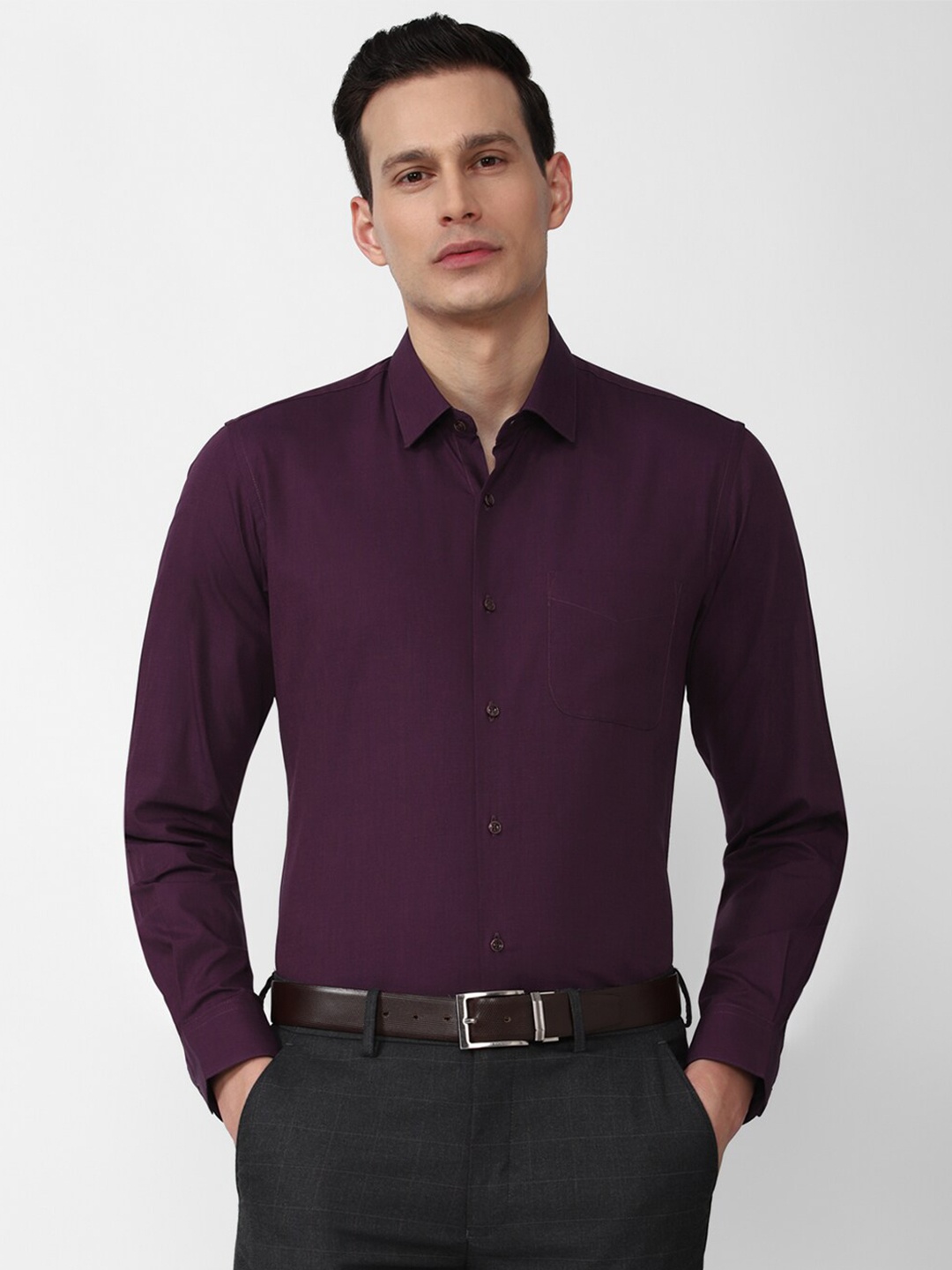 

Peter England Men Purple Slim Fit Formal Shirt