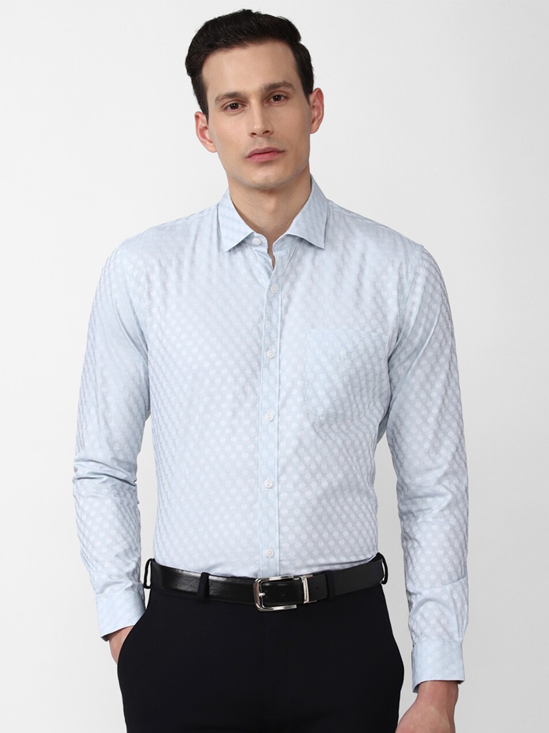 

Peter England Elite Men Blue Slim Fit Printed Formal Shirt