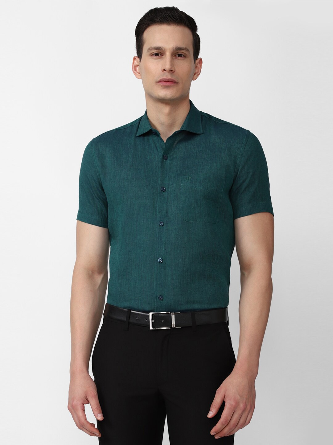 

Peter England Elite Men Green Slim Fit Formal Shirt