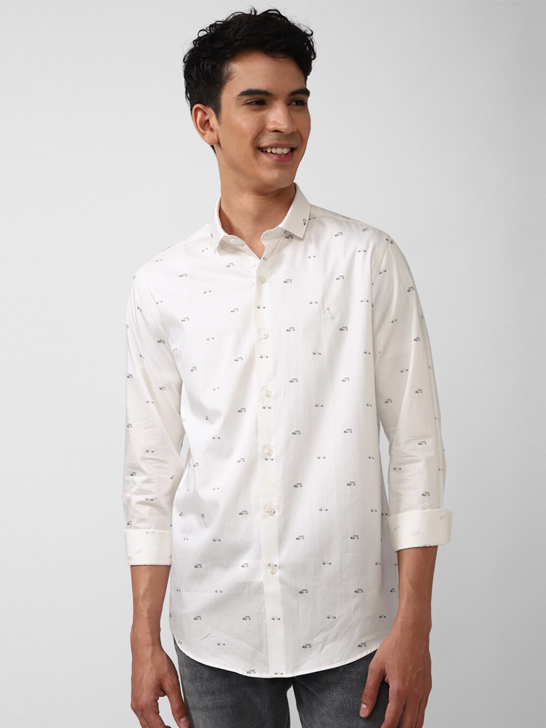 

SIMON CARTER LONDON Men White Printed Cotton Casual Shirt