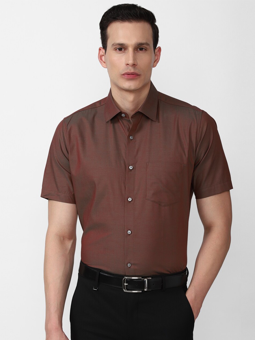 

Van Heusen Men Brown Cotton Formal Shirt