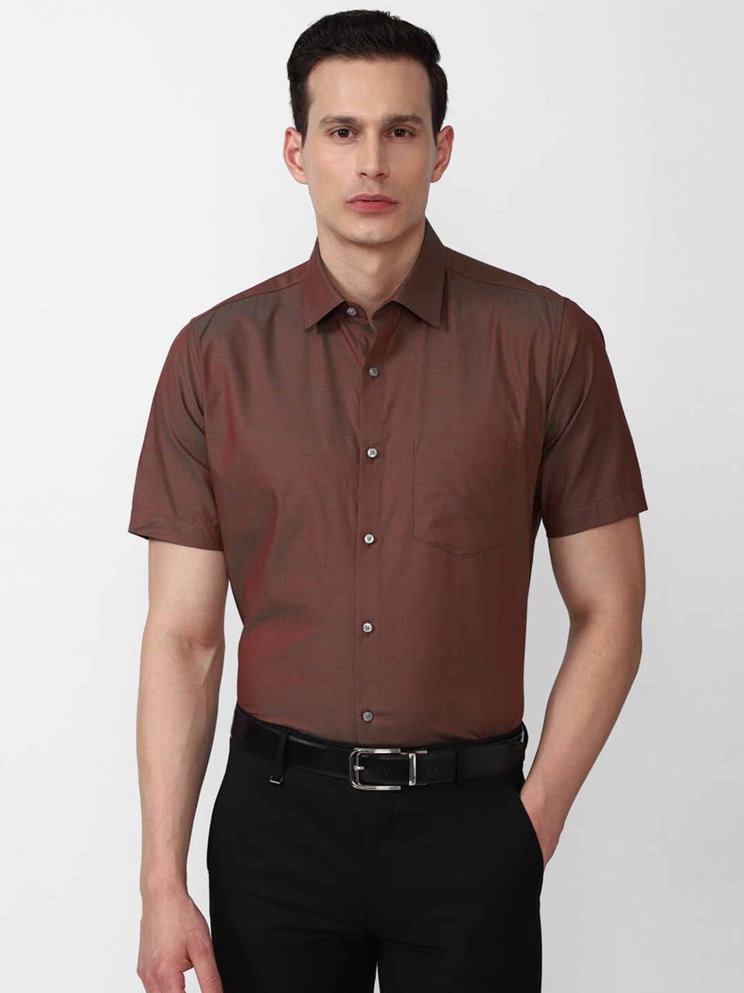 

Van Heusen Men Brown Solid Formal Shirt