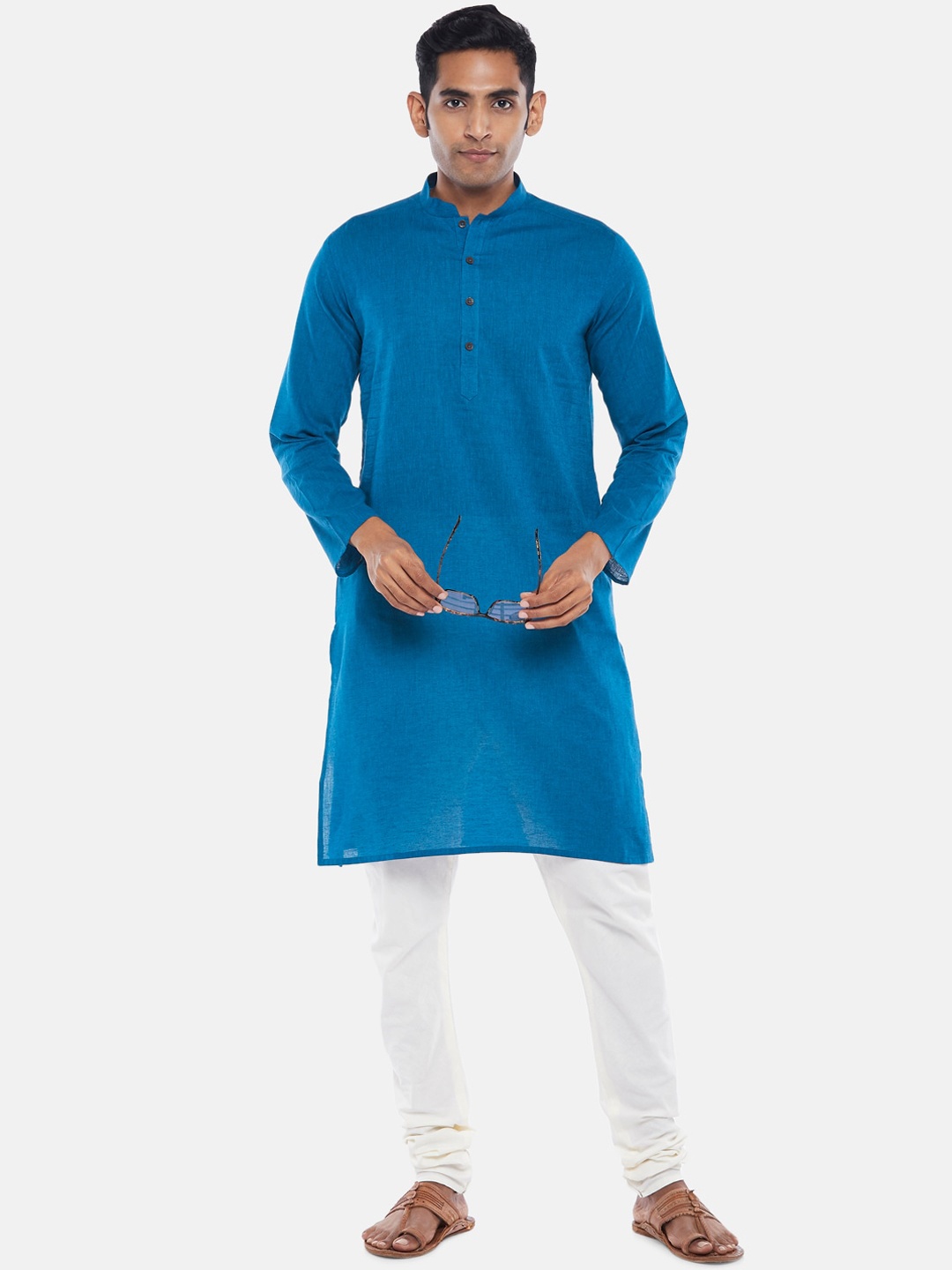 

indus route by Pantaloons Men Blue solid Kurta