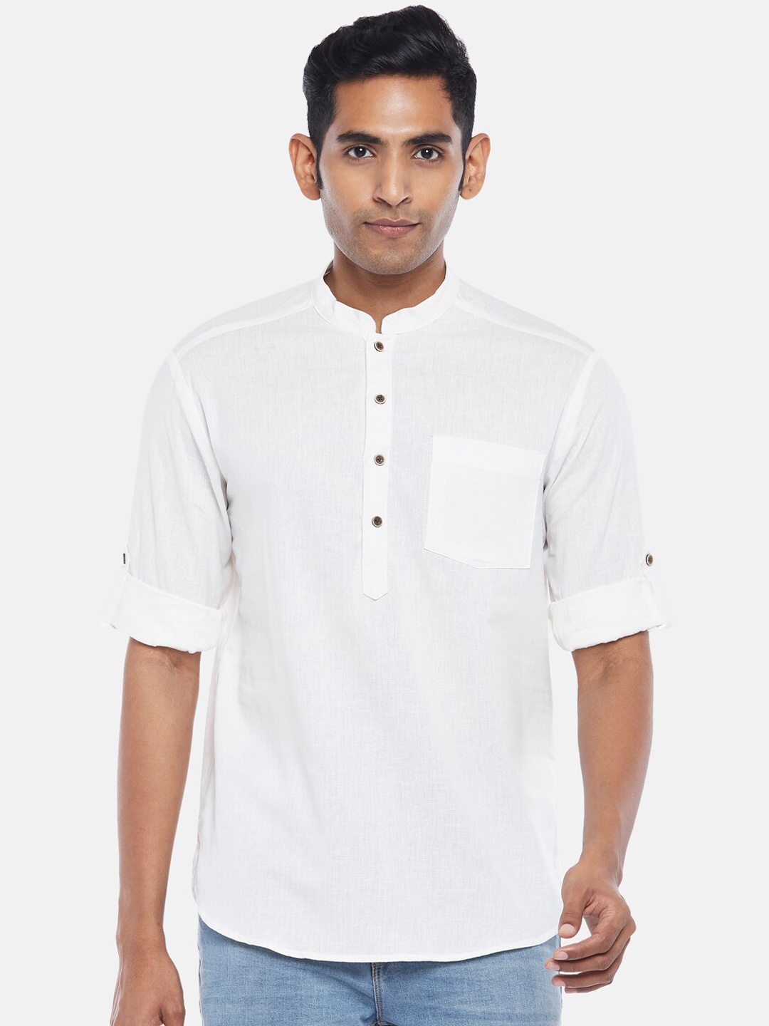 

indus route by Pantaloons Men Off White Formal Solid Shirt