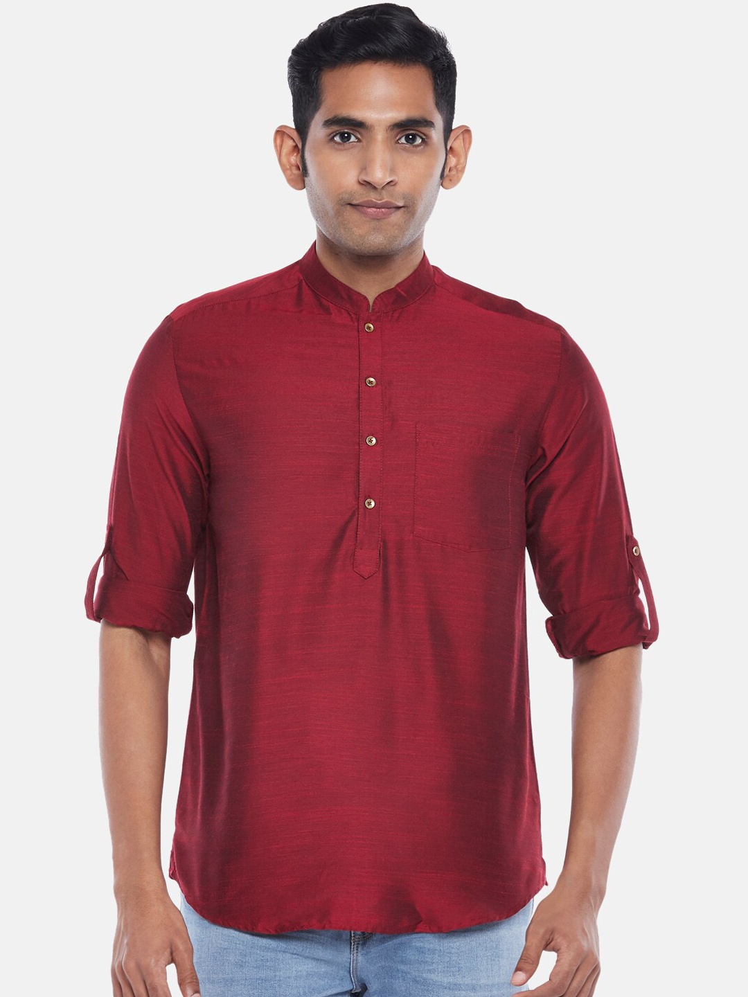 

indus route by Pantaloons Men Maroon Formal Solid Shirt