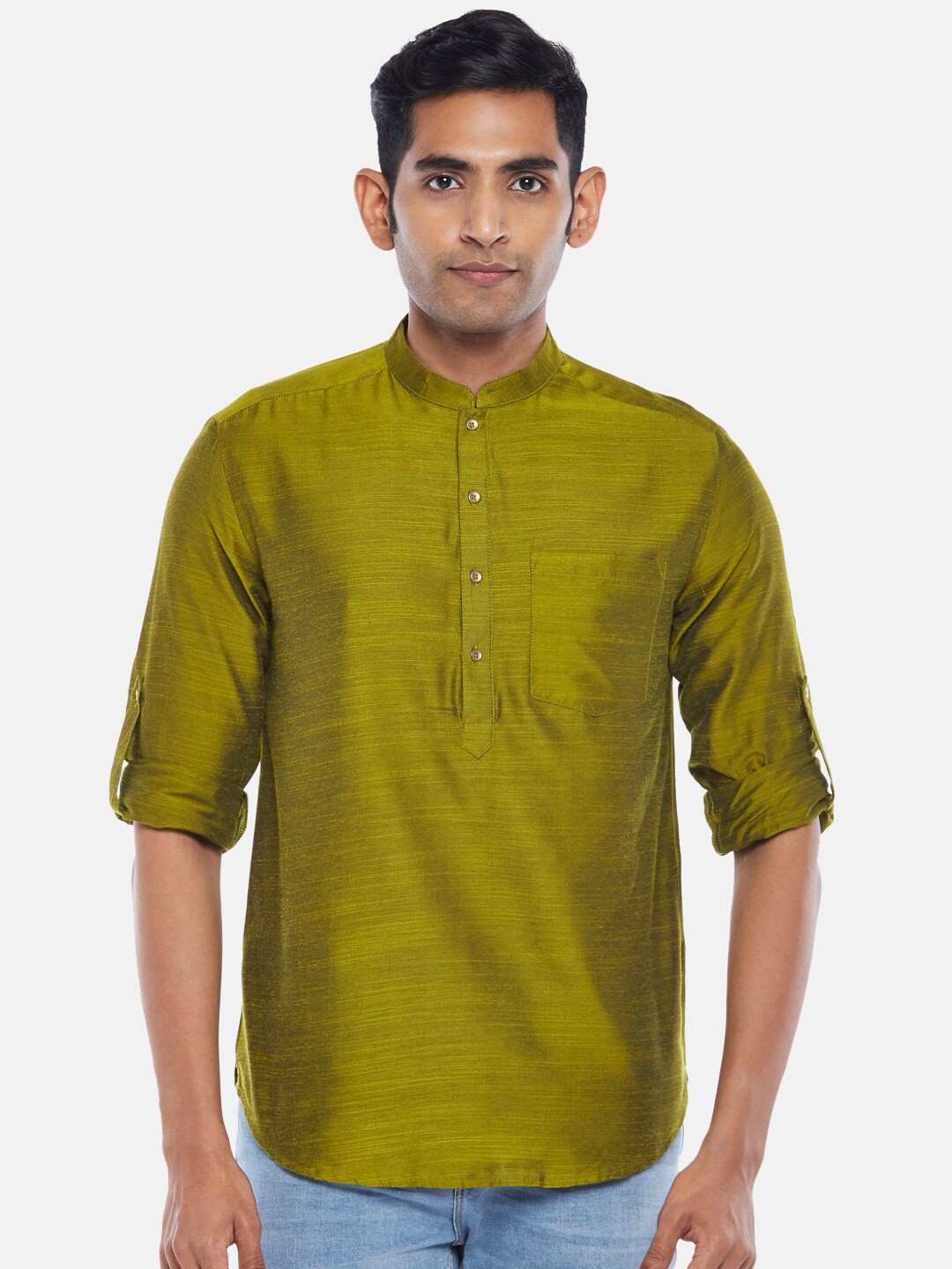 

indus route by Pantaloons Men Olive Green Formal Shirt