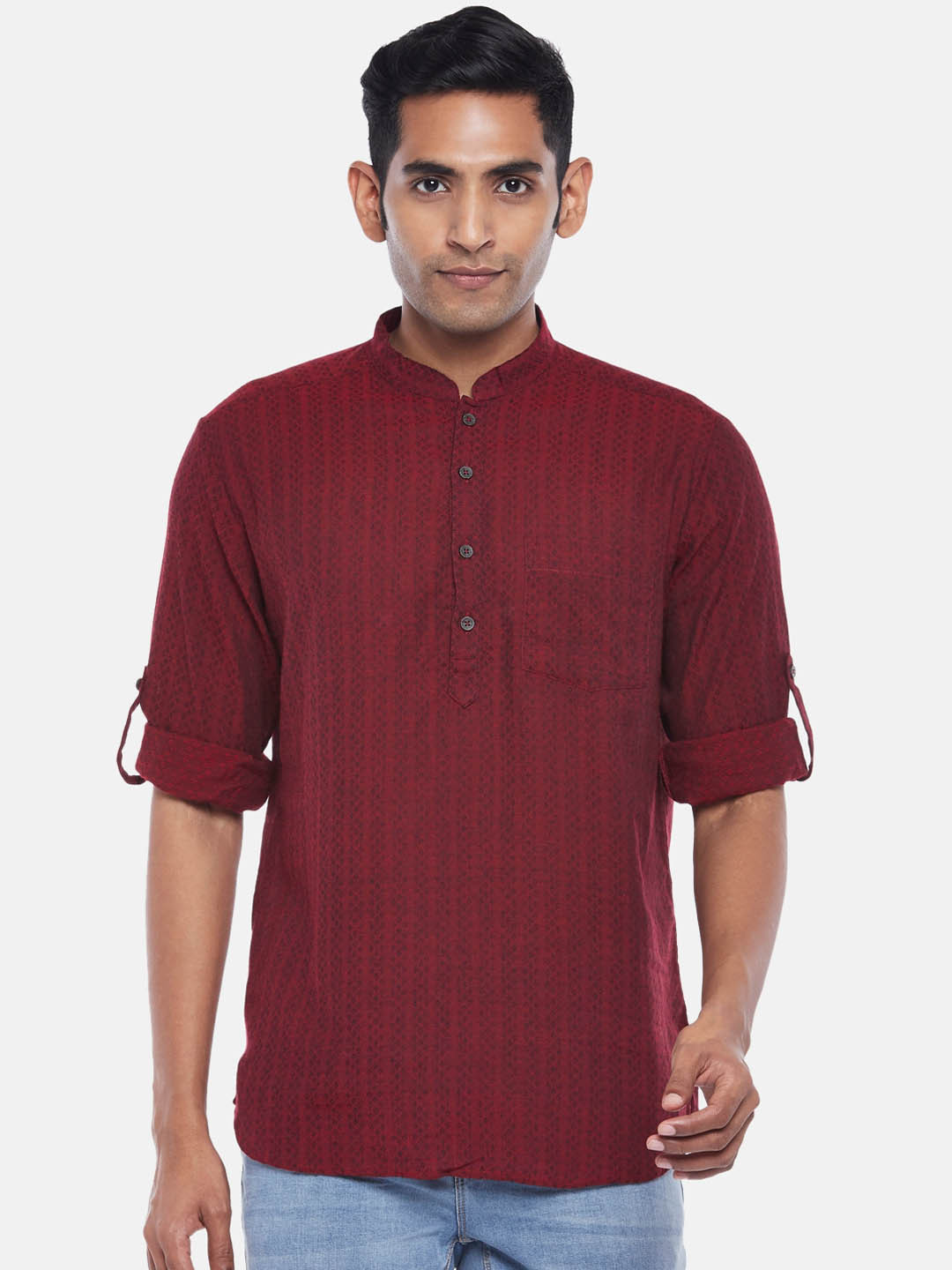 

indus route by Pantaloons Men Maroon Formal Shirt