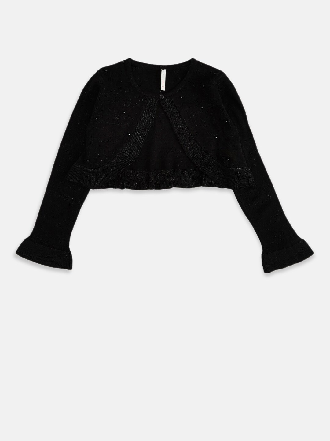 

Pantaloons Junior Girls Black Embellished Detail Crop Acrylic Cardigan