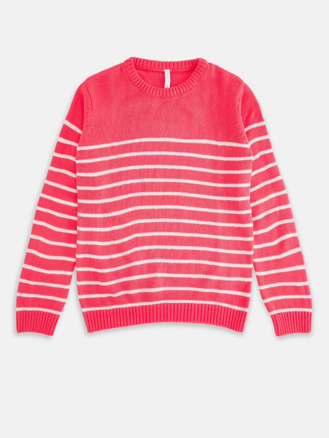 

Pantaloons Junior Girls Pink & White Striped Pullover
