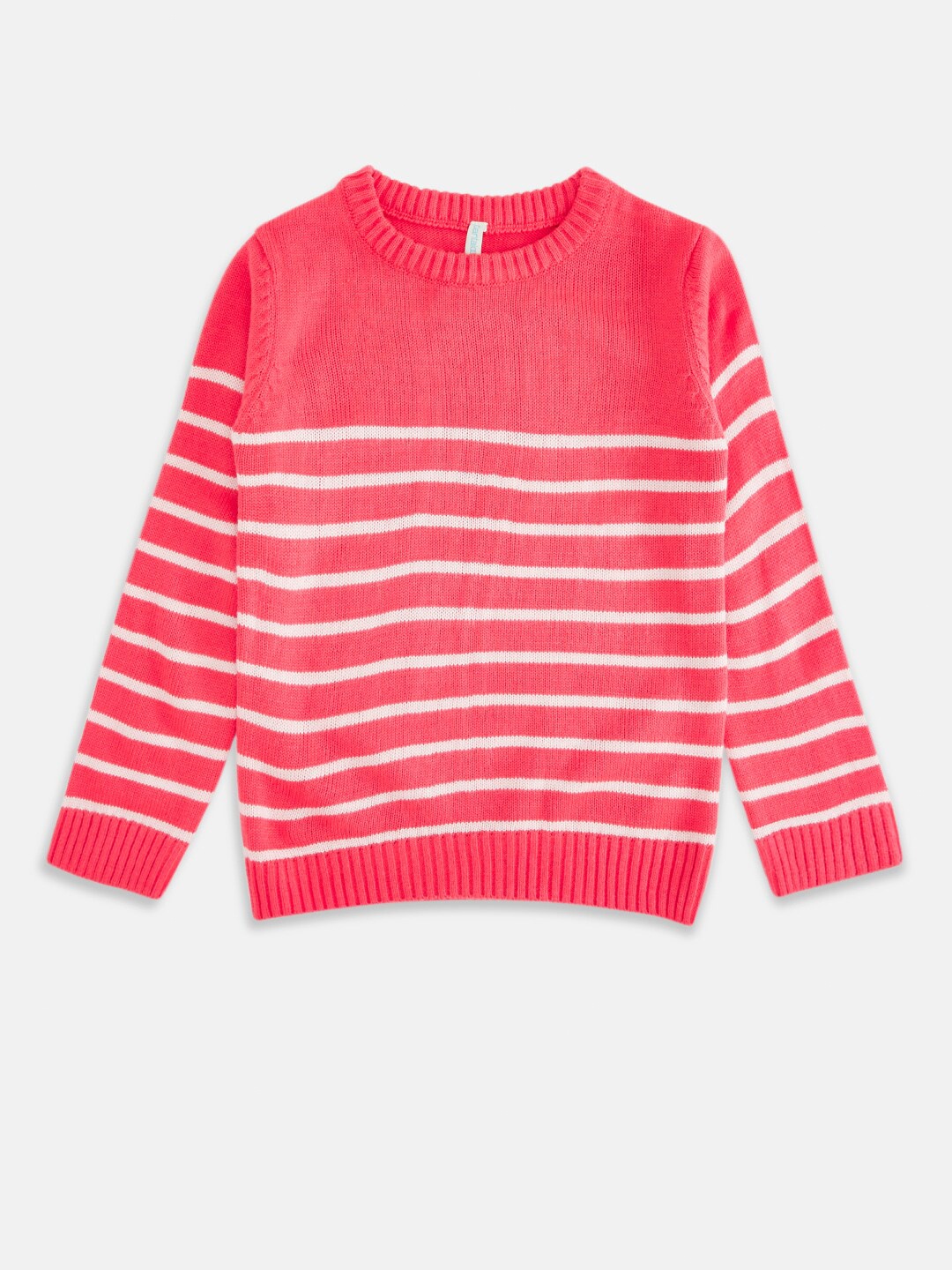 

Pantaloons Junior Girls Pink & White Striped Pullover