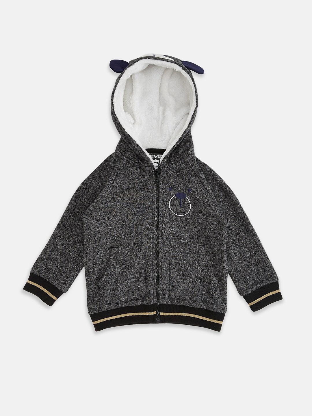 

Pantaloons Baby Boys Black Cotton Hooded Sweatshirt