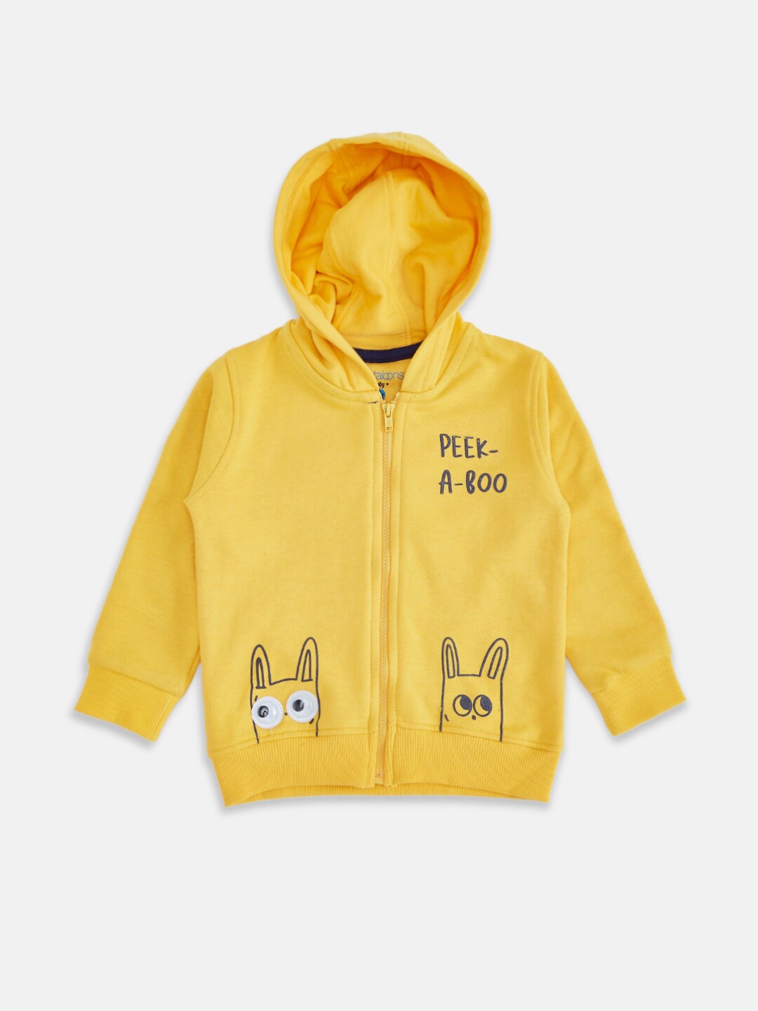 

Pantaloons Baby Boys Yellow Printed Hooded Sweatshirt