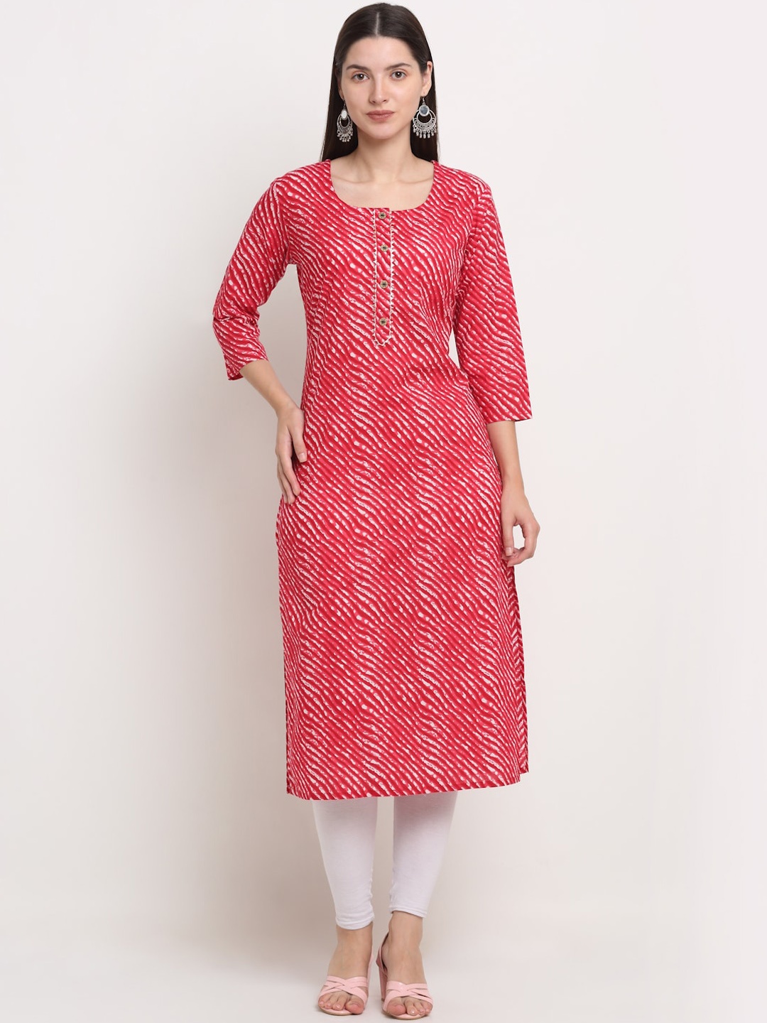

KALINI Women Red Leheriya Printed Kurta