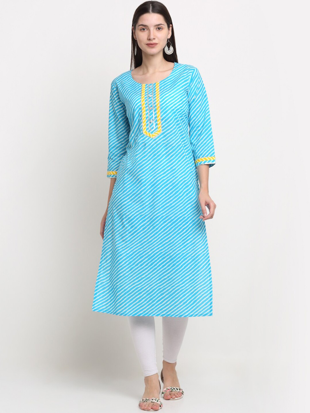 

KALINI Women Blue & White Printed Kurta