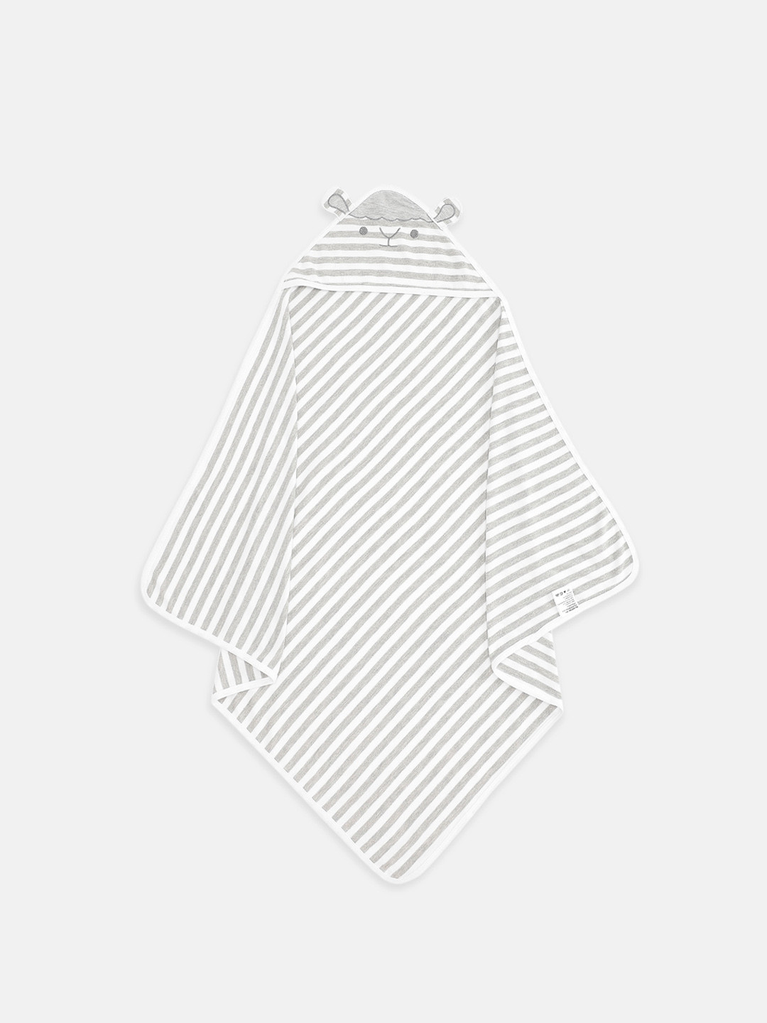 

Pantaloons Baby Infant Kids White Striped Cotton Hooded Bath Towel