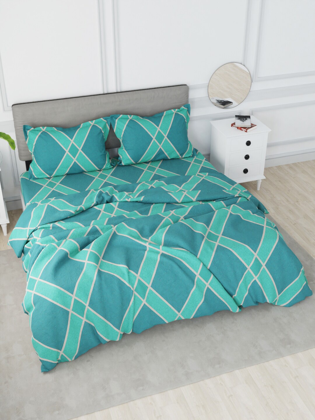 

Nautica Green Printed Pure Cotton Bedding Set