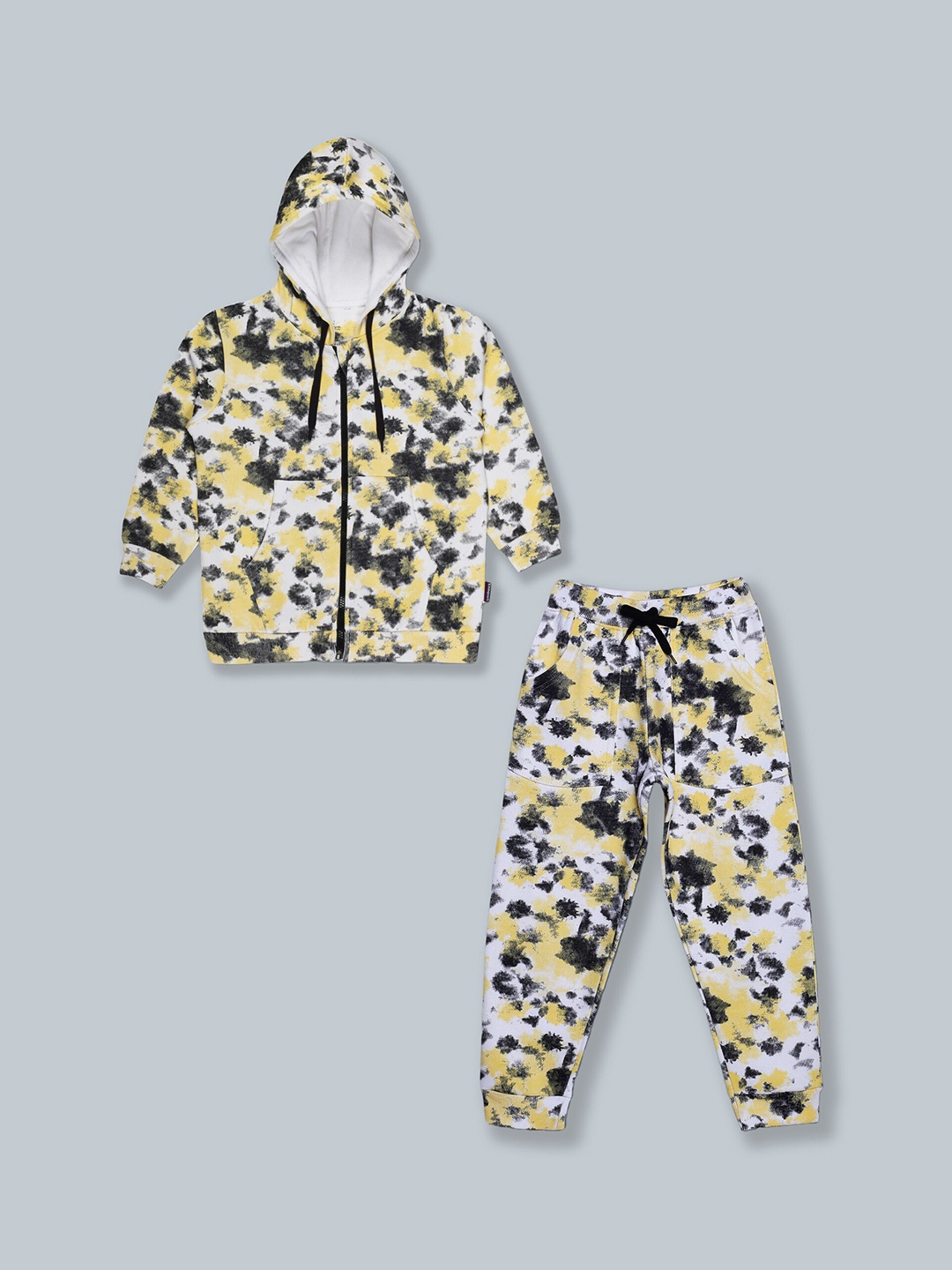 

KiddoPanti Kids Yellow Printed Tracksuits