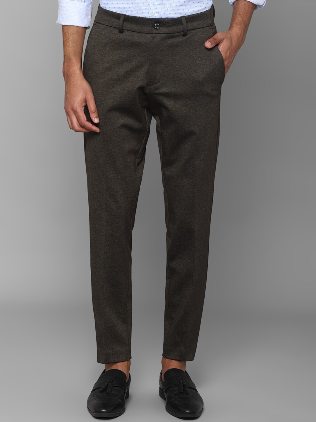 

Allen Solly Men Black Textured Slim Fit Trousers