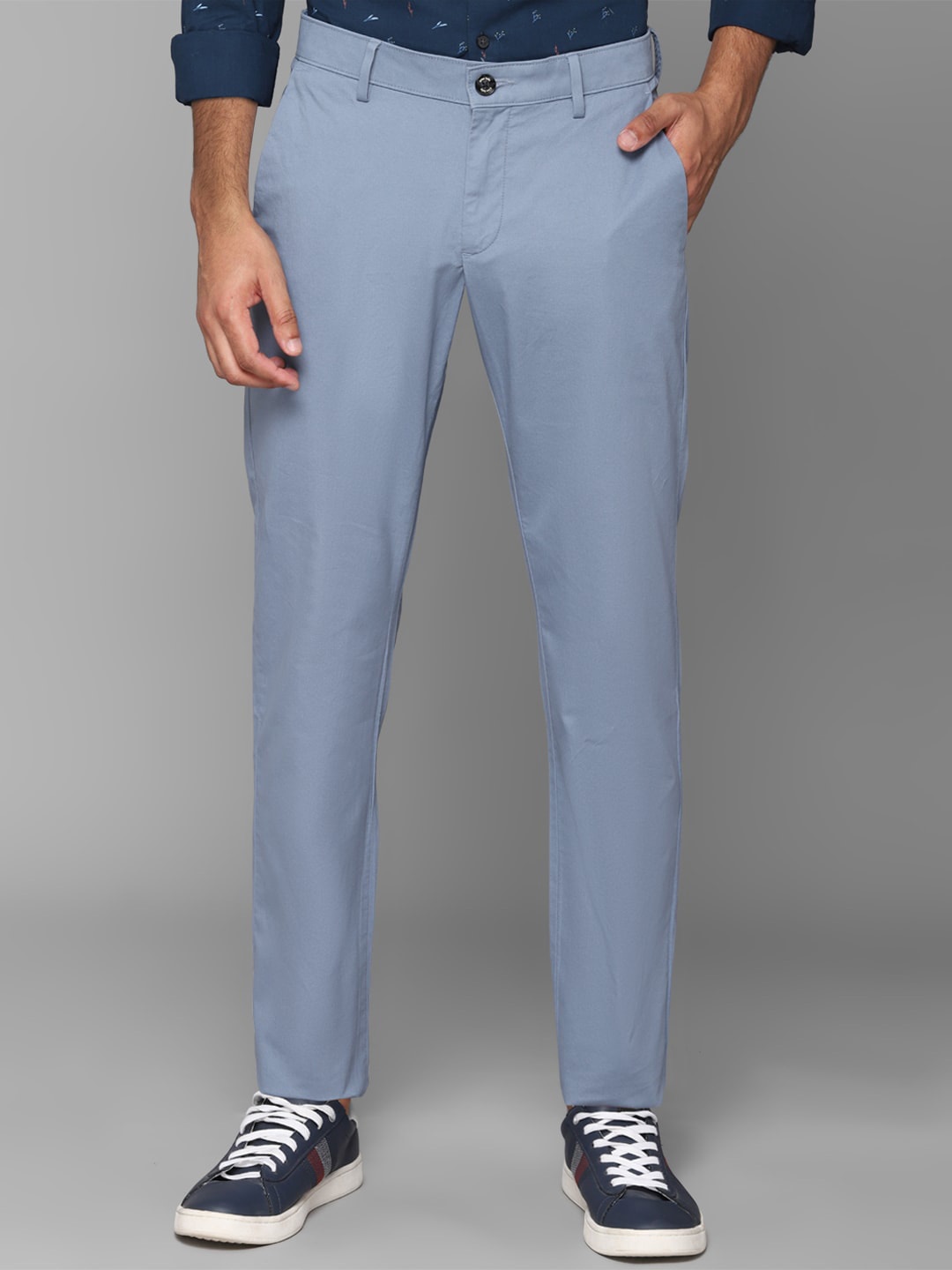 

Allen Solly Men Blue Solid Slim Fit Trousers