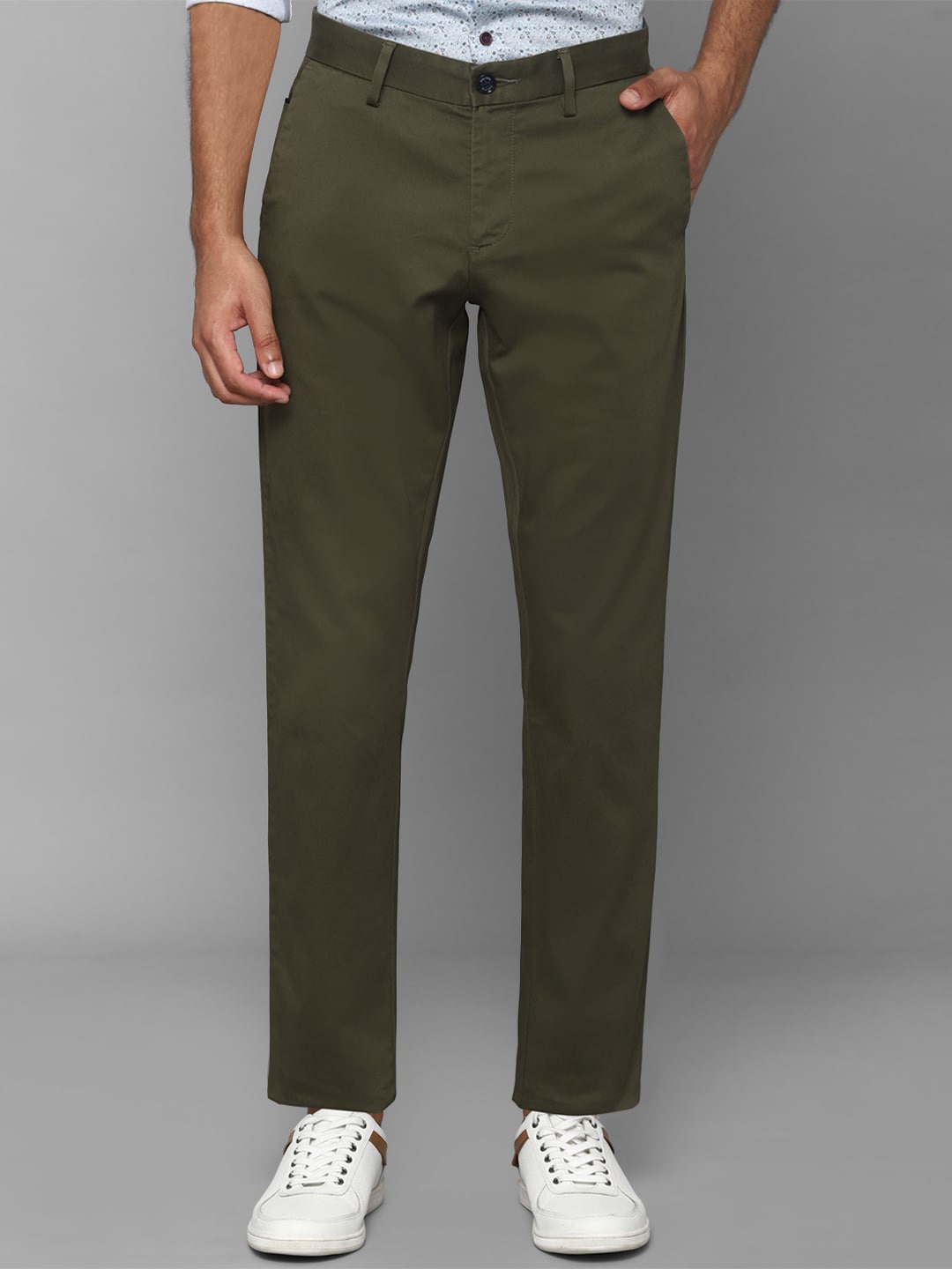 

Allen Solly Men Olive Green Cotton Slim Fit Trouser