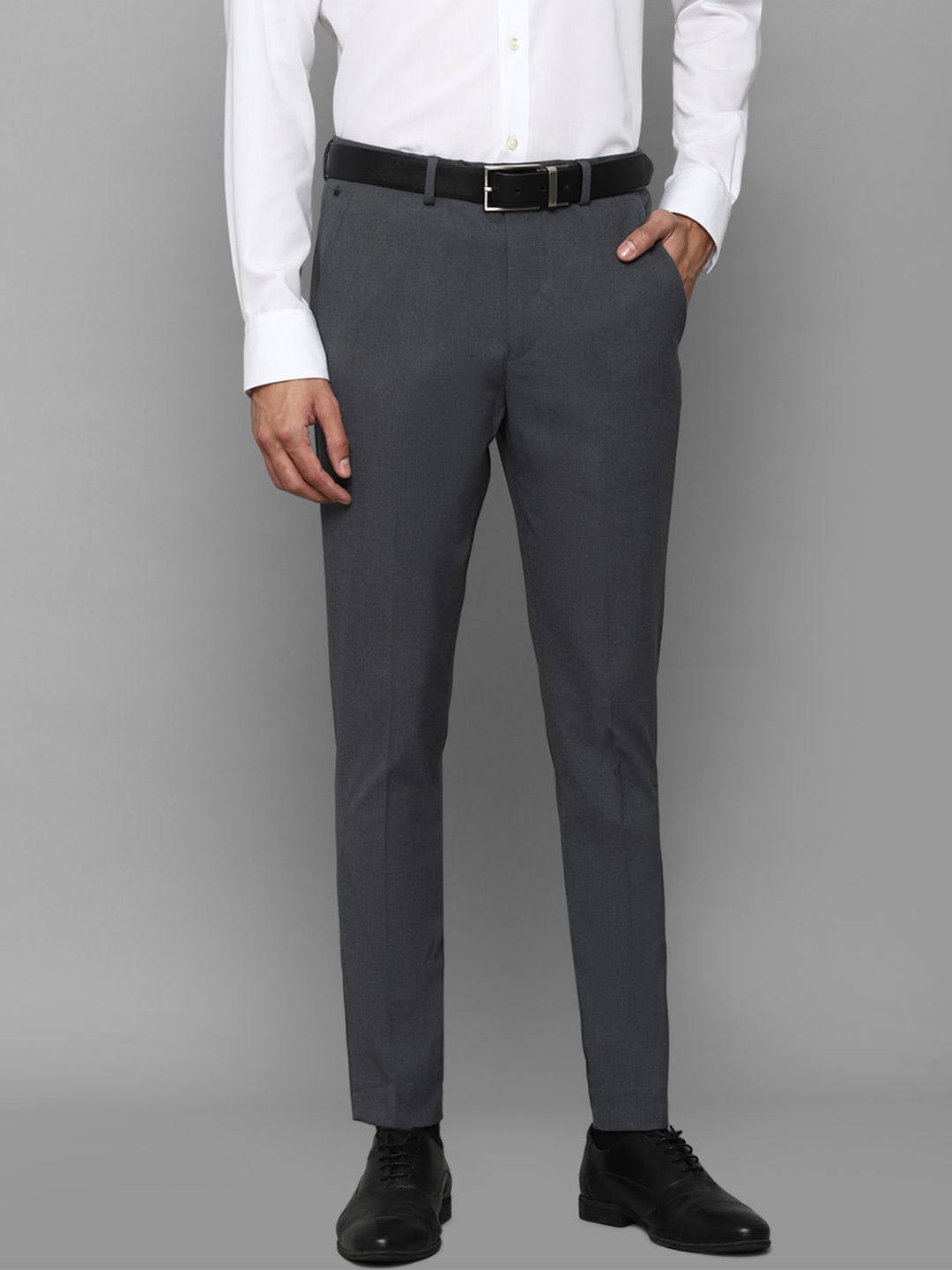 

Louis Philippe Men Grey Solid Slim Fit Formal Trousers