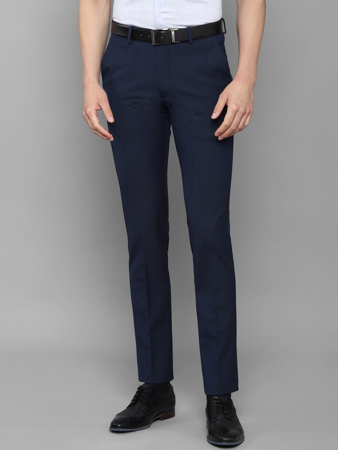 

Louis Philippe Men Navy Blue Checked Slim Fit Trousers