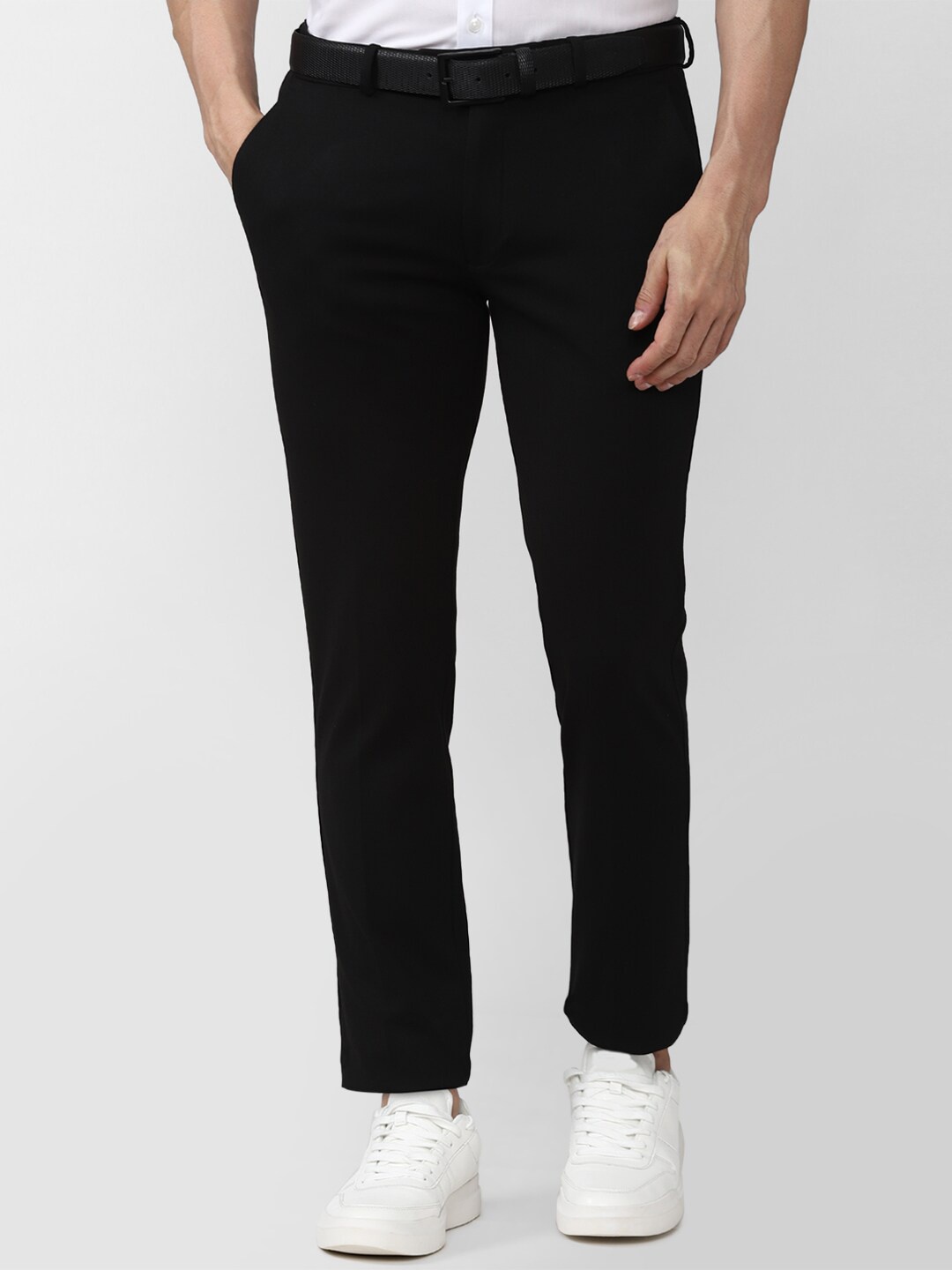 

Peter England Men Black Slim Fit Trousers