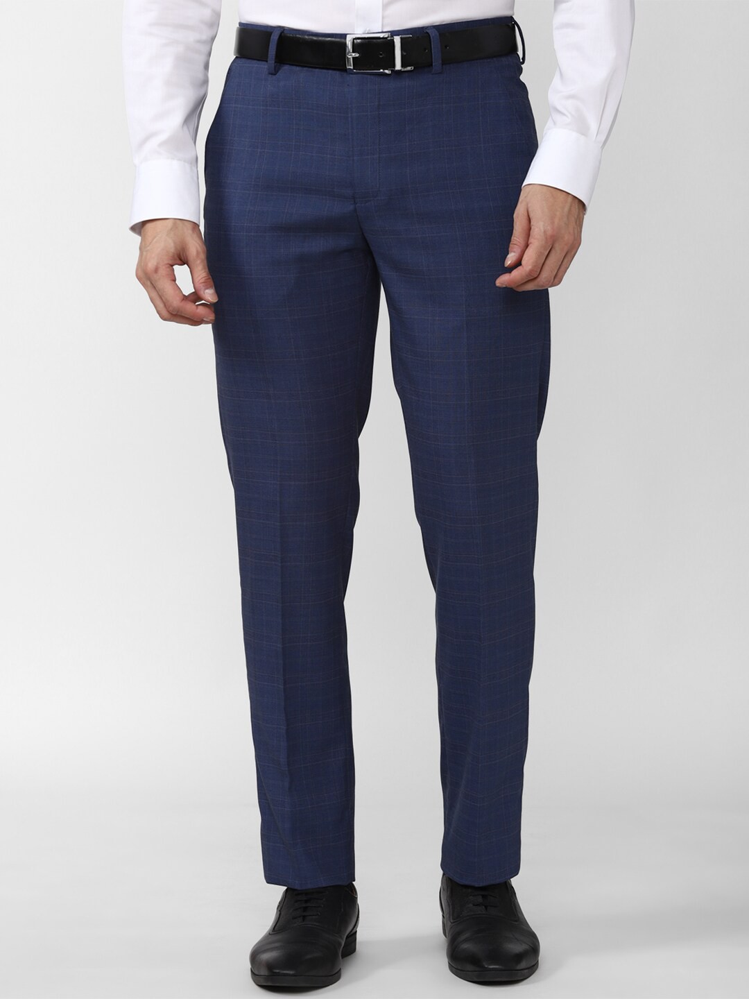

Peter England Men Navy Blue Solid Slim Fit Trousers