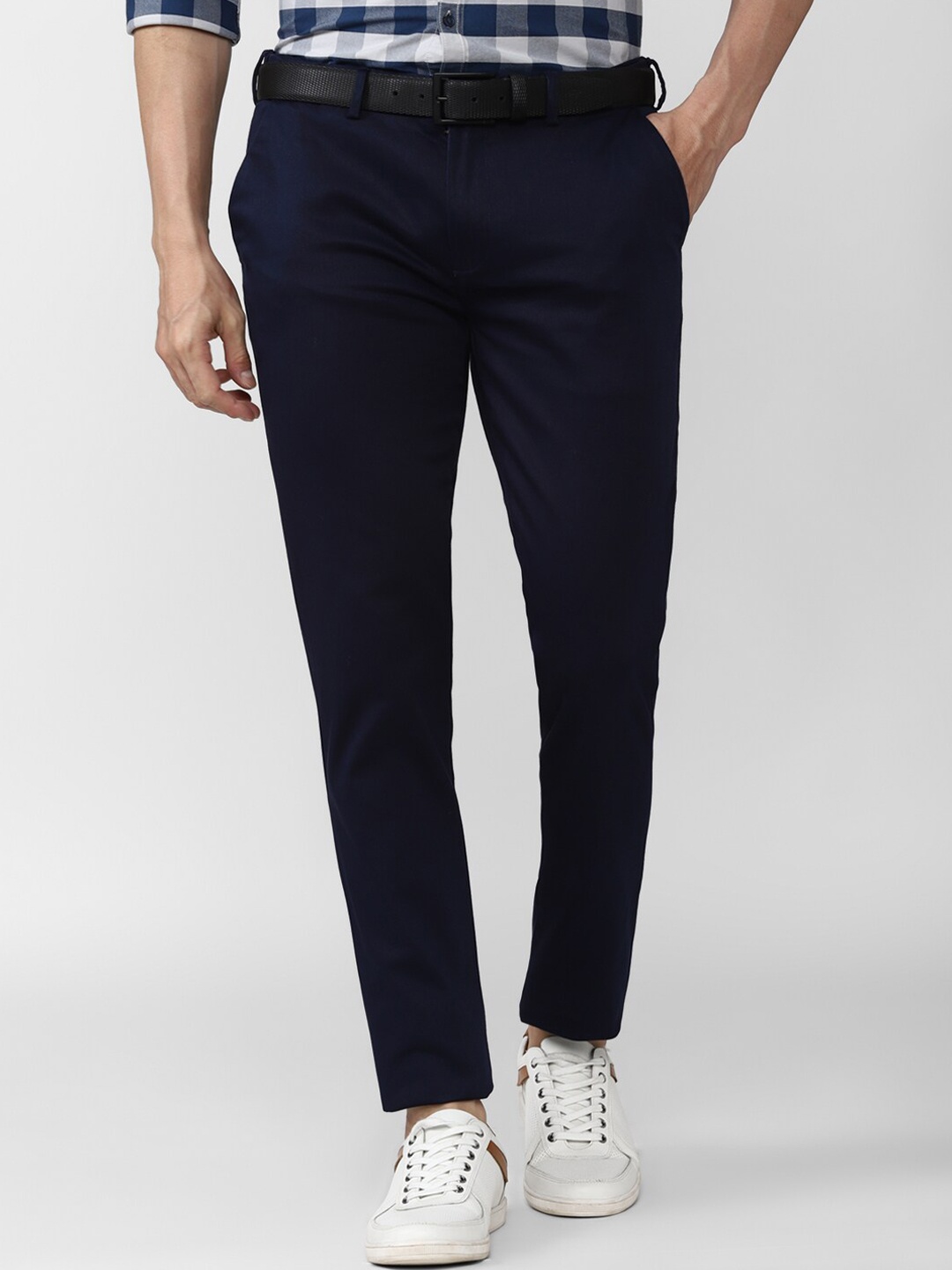 

Peter England Casuals Men Navy Blue Slim Fit Trousers