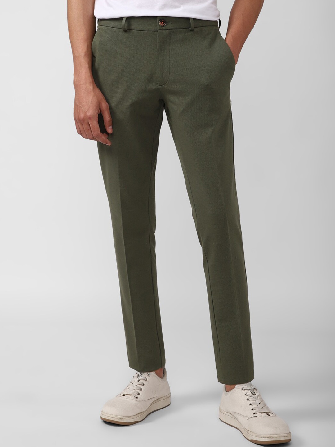 

SIMON CARTER LONDON Men Olive Green Slim Fit Trousers