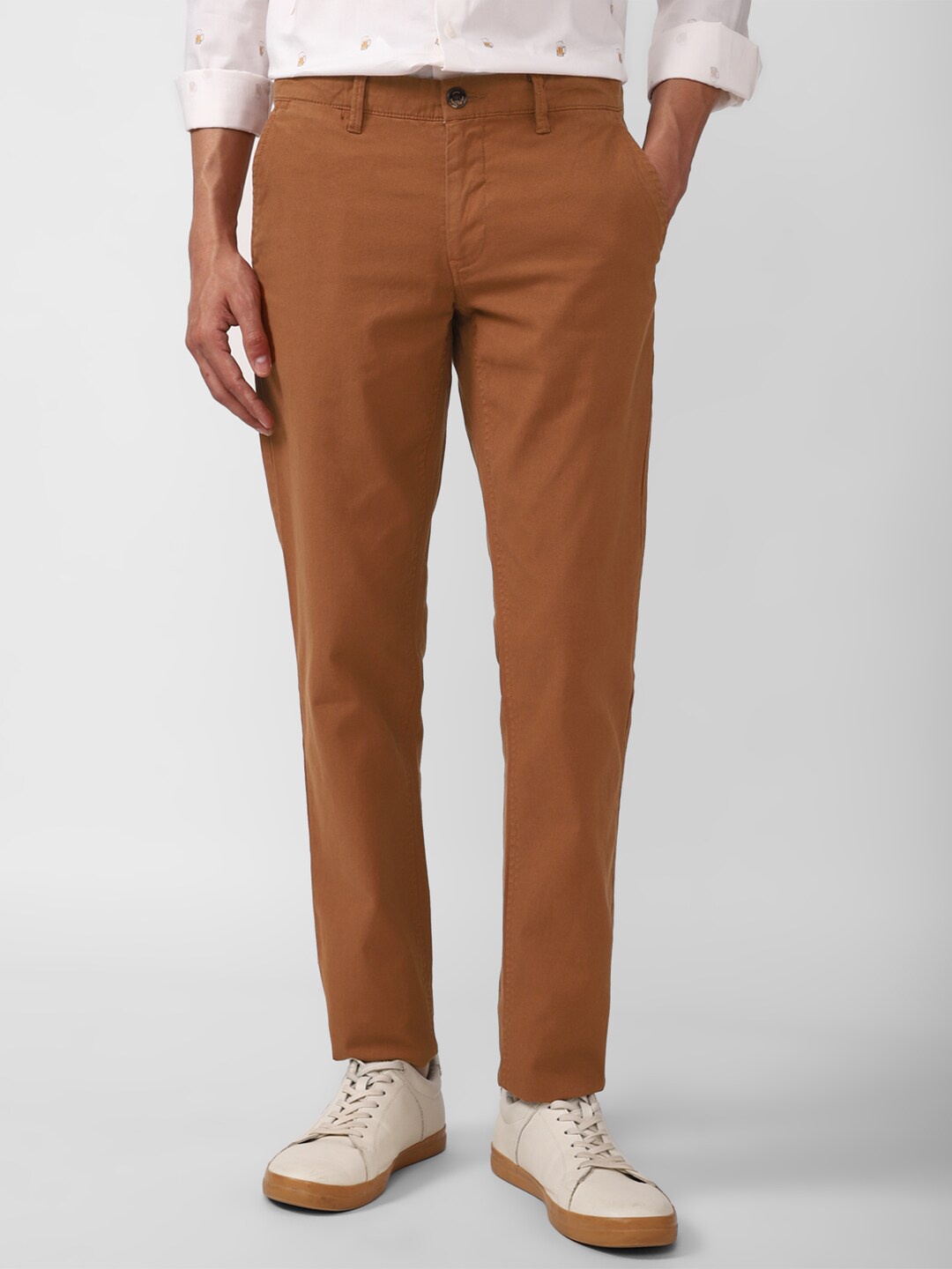 

SIMON CARTER LONDON Men Brown Slim Fit Chinos Trousers