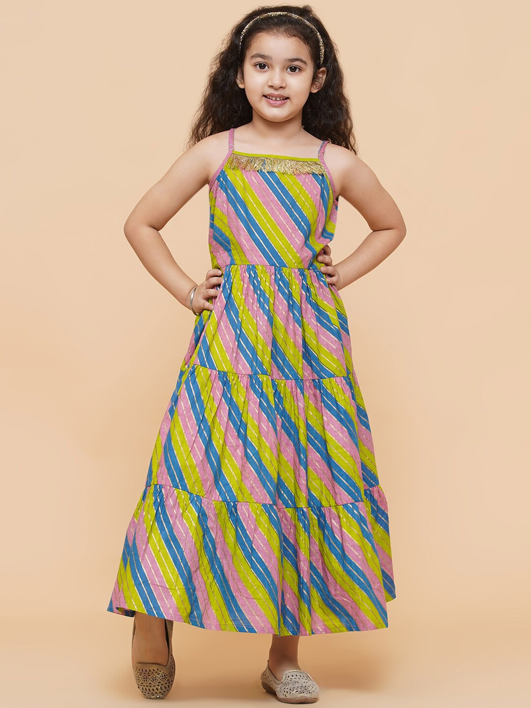 

titliyan Blue & Yellow Striped Maxi Dress