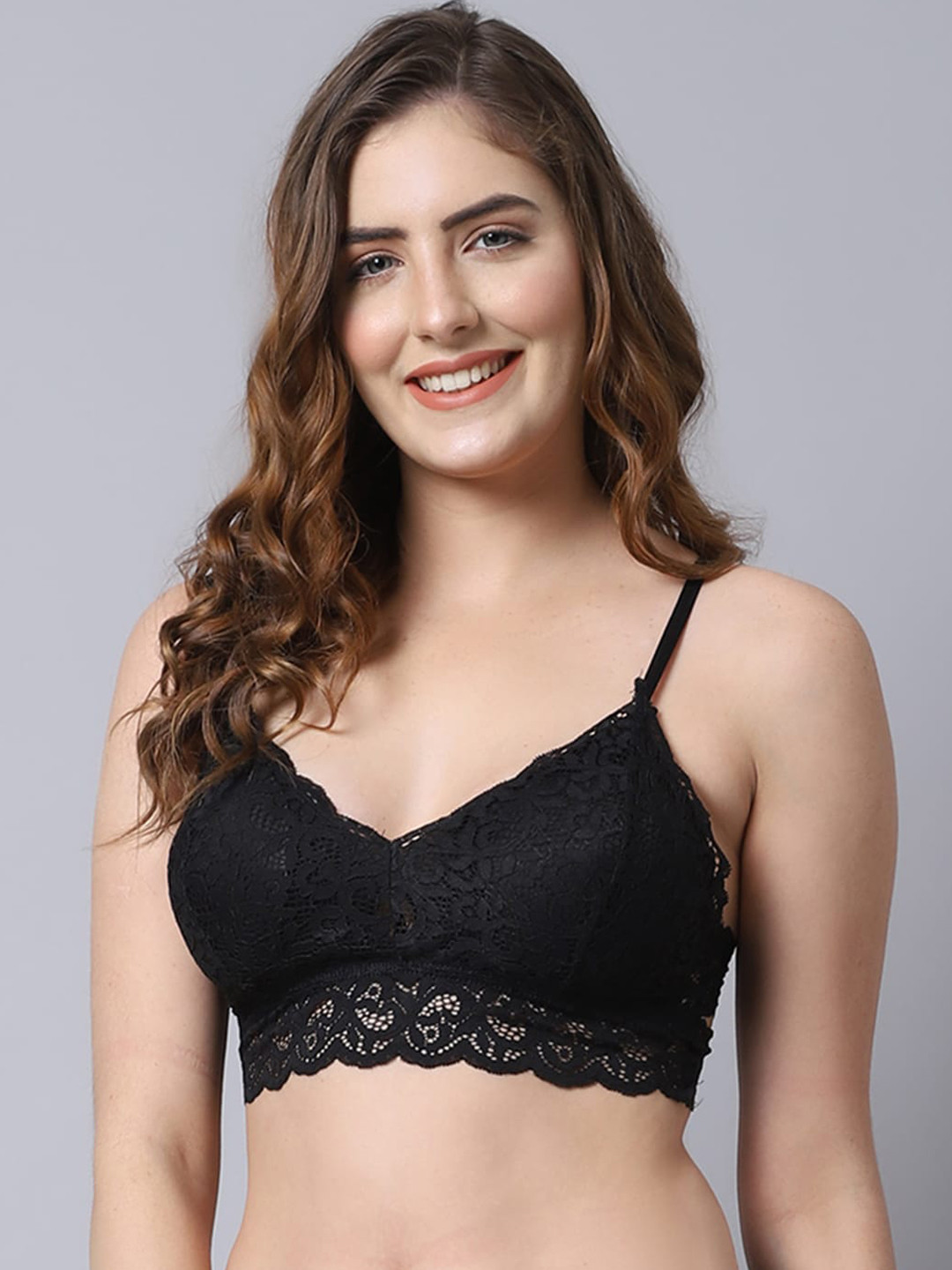 

PrettyCat Black Lightly Padded Bralette Bra PC-BR-6061A-BLK-30B-Black